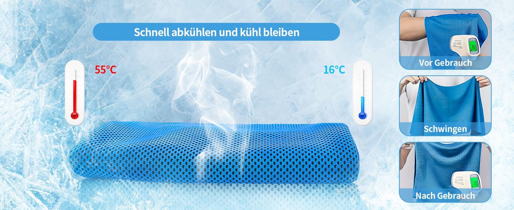 Kühlendes Handtuch Set, Kühltücher, Schnelltrocknend Kühlhandtuch für Sofortige Kühlung, Eishandtuch Cooling Towel für Fitness, Sport, Reise, Yoga