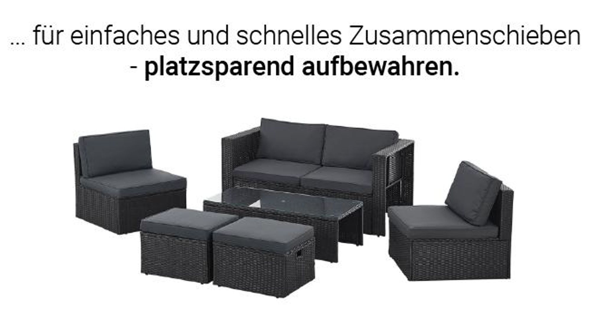 Juskys Polyrattan Gartenmöbel Set Salou - Lounge für 6 Personen, wetterfest - Schwarz