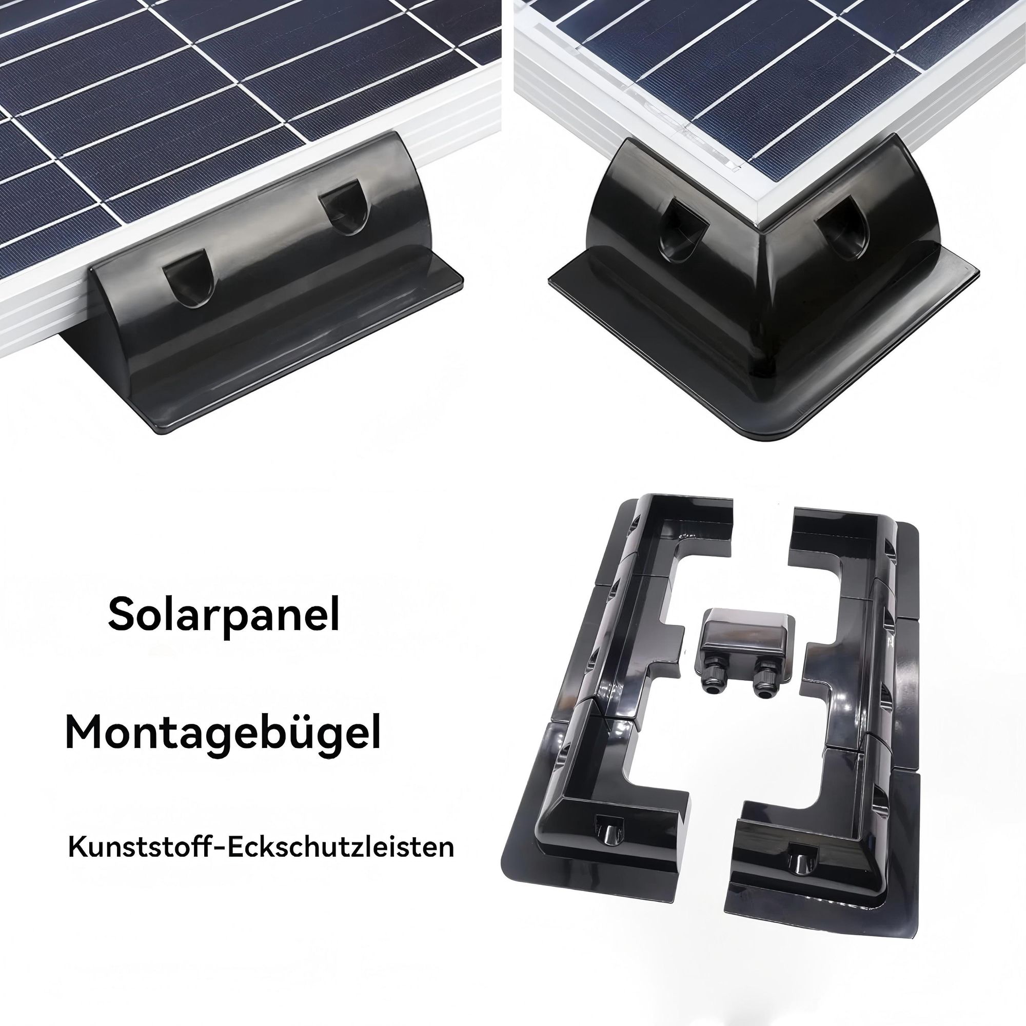7-teilig ABS Solarpanel Montage halterung Ecke & Kabeleinführung Wohnmobil Dach Boot IP68, Schwarz