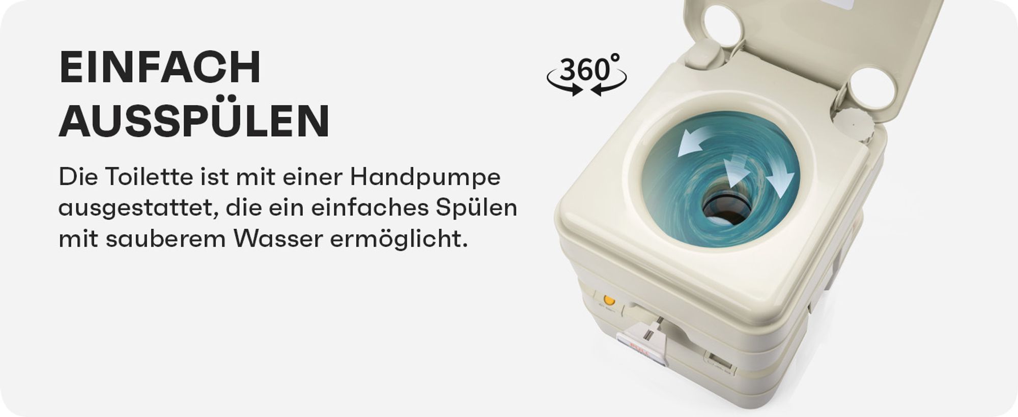 Campingtoilette, Tragbare Toilette, Reisetoilette Meteor 20L mit Spülung und Füllstandsanzeige