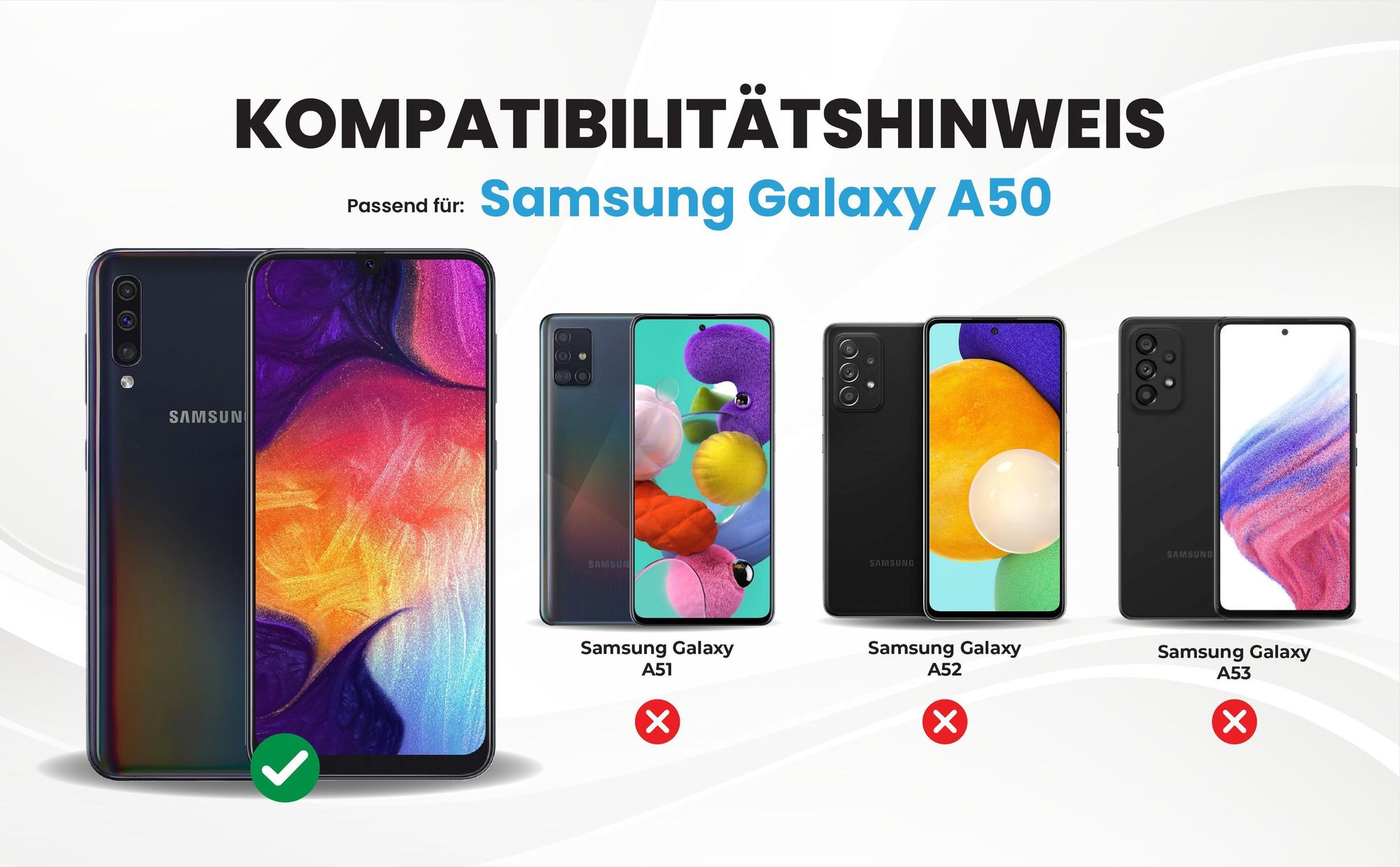 Kompatibilitätshinweise Hülle für Samsung Galaxy A50