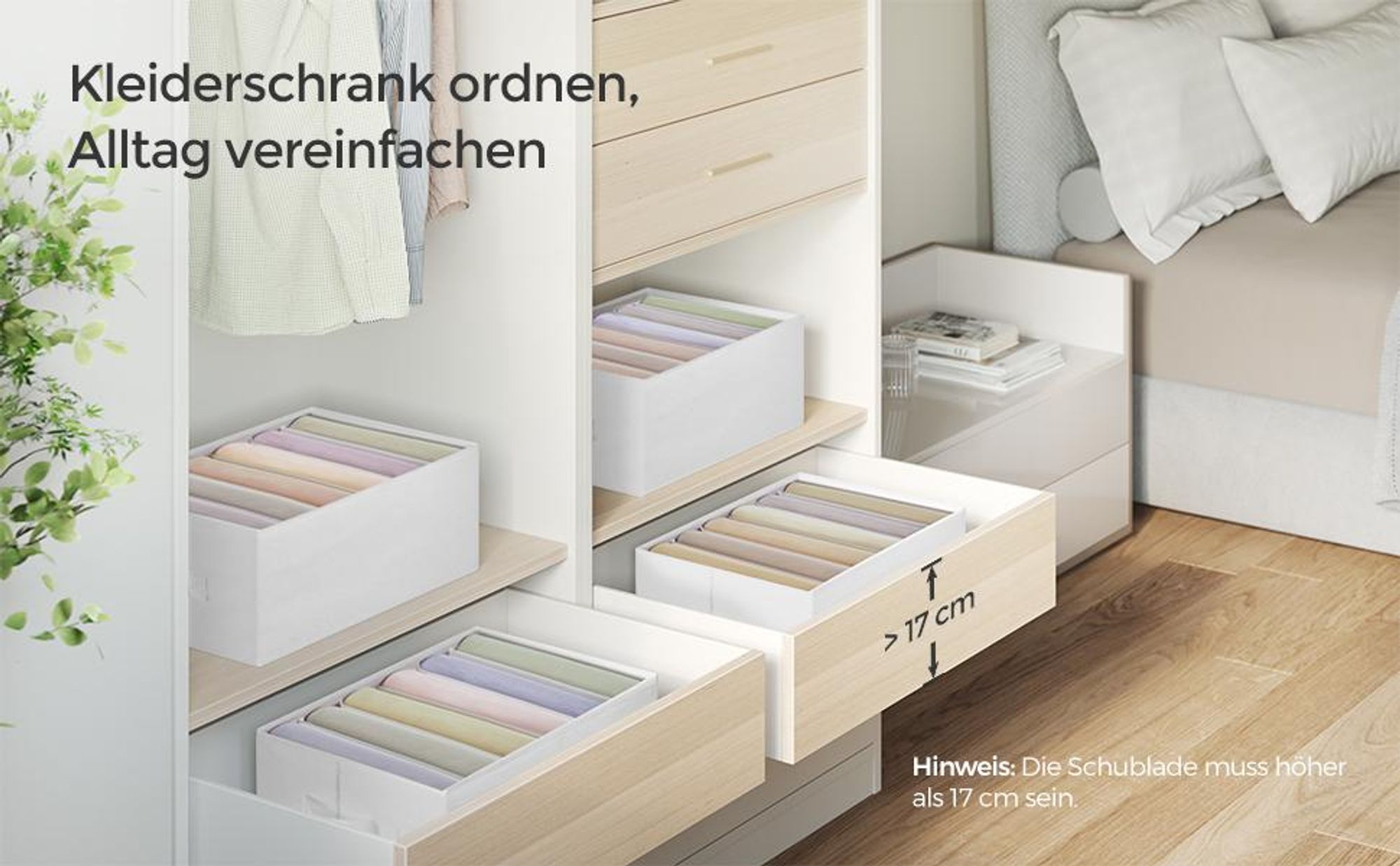SONGMICS Kleiderschrank-Organizer 4er Set, Aufbewahrungsbox 6 Fächer