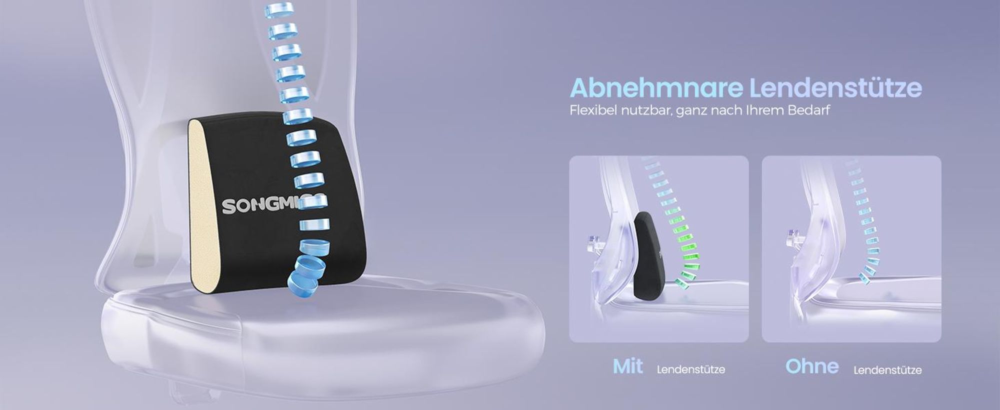 SONGMICS Schreibtischstuhl, Bürostuhl ergonomisch, Drehstuhl, höhenverstellbar, bis zu 150 kg belastbar,schwarz