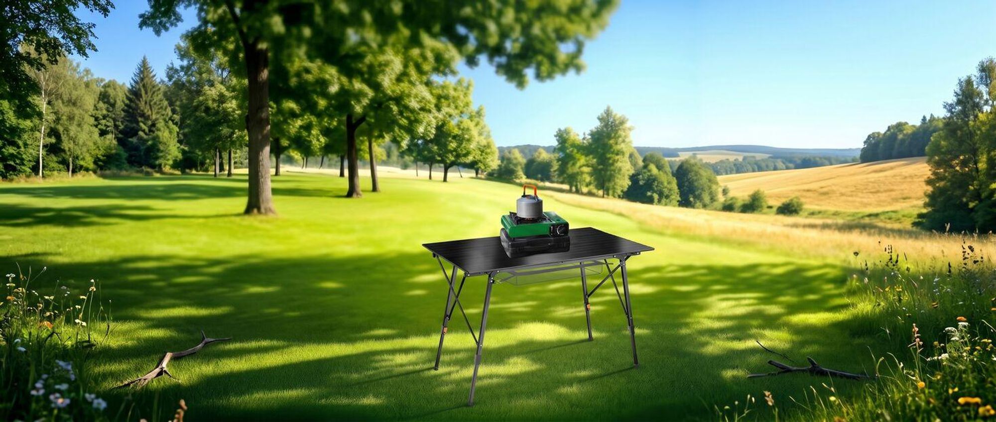 tectake® Aluminium Campingtisch Bastian faltbar 120 x 70,5 x 58 – 79 cm