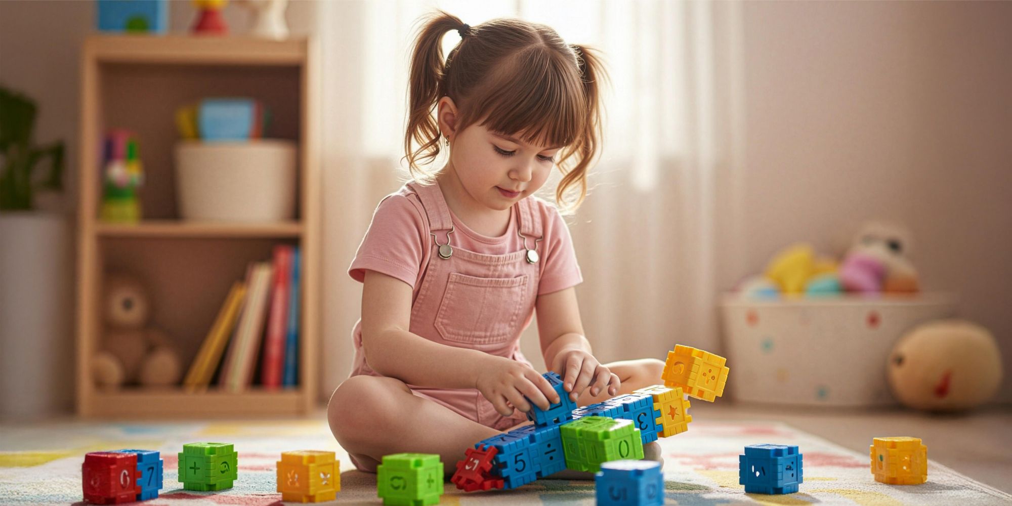 Waffelbausteine 90 Teile Lernspielzeug für Kinder ab 3 Jahre, Konstruktionsspielzeug Puzzle Set Bunte Bausteine Motorik Spielzeug, EVI TOYS Mini