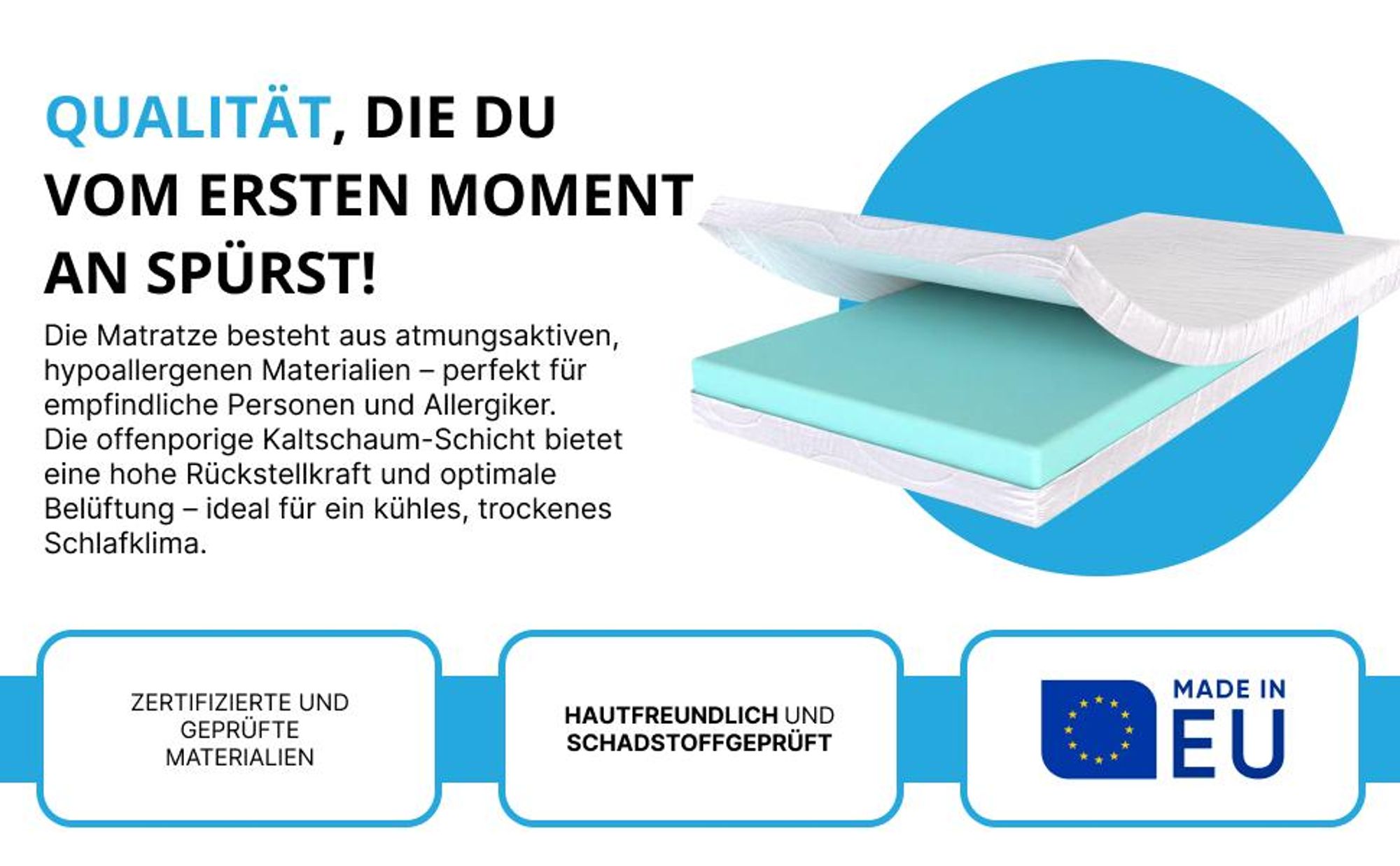 Pillows24 – Matratze 120x200 H2 | 13 cm Höhe | Kaltschaummatratze | Bezug waschbar bis 60°C | Atmungsaktiv & Hypoallergen Water Foam | EU