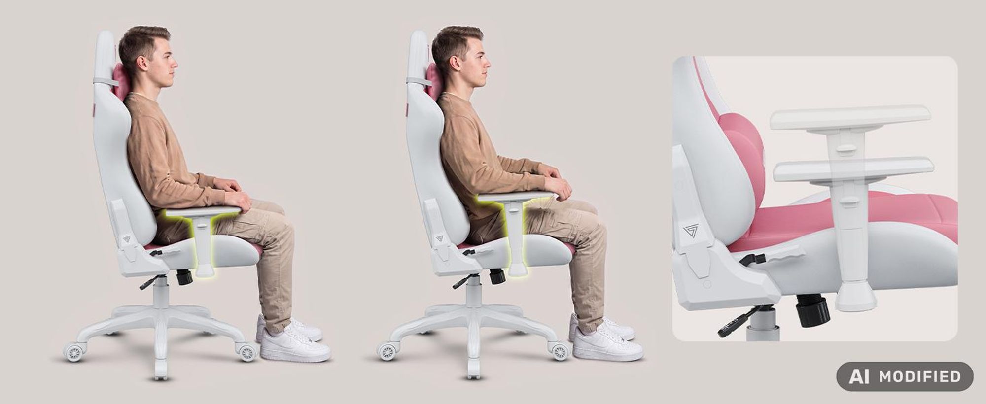 SENSE7 Gamingstuhl Spellcaster FUKU  Rosa Weiß - Ergonomischer Bürostuhl für Frauen Mädchen bis 120kg Wippfunktion Schreibtischstuhl pink