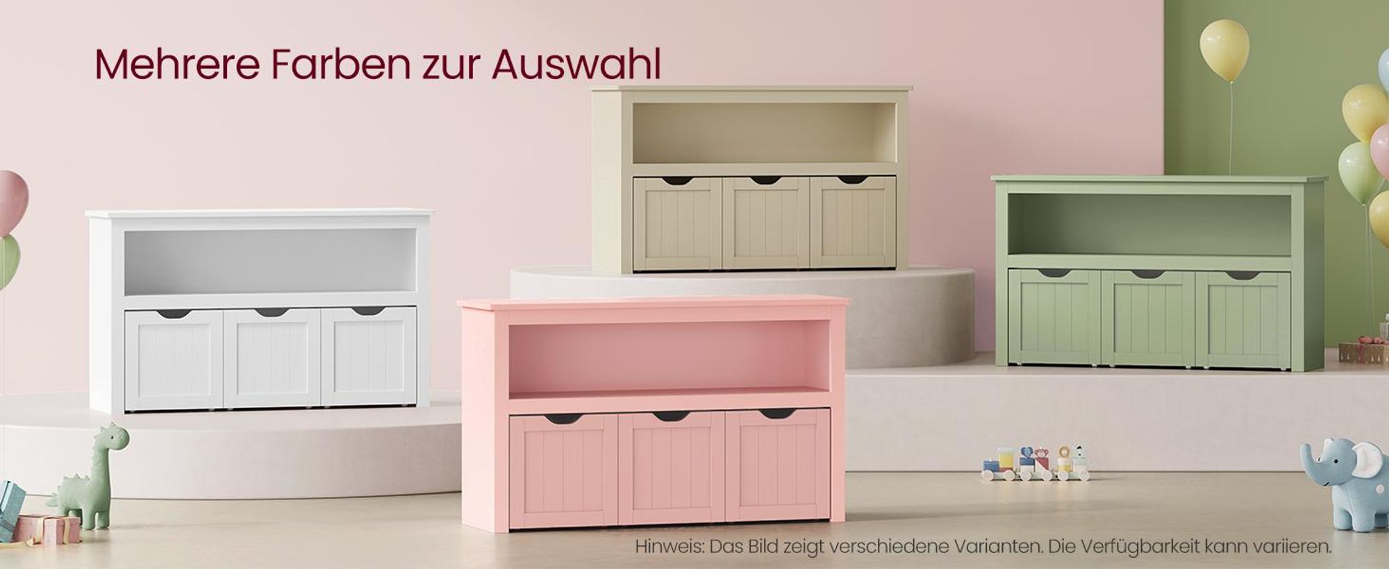 VASAGLE Spielzeugregal mit Rollen, Aufbewahrungsschrank, 30 x 102 x 60 cm, rosa