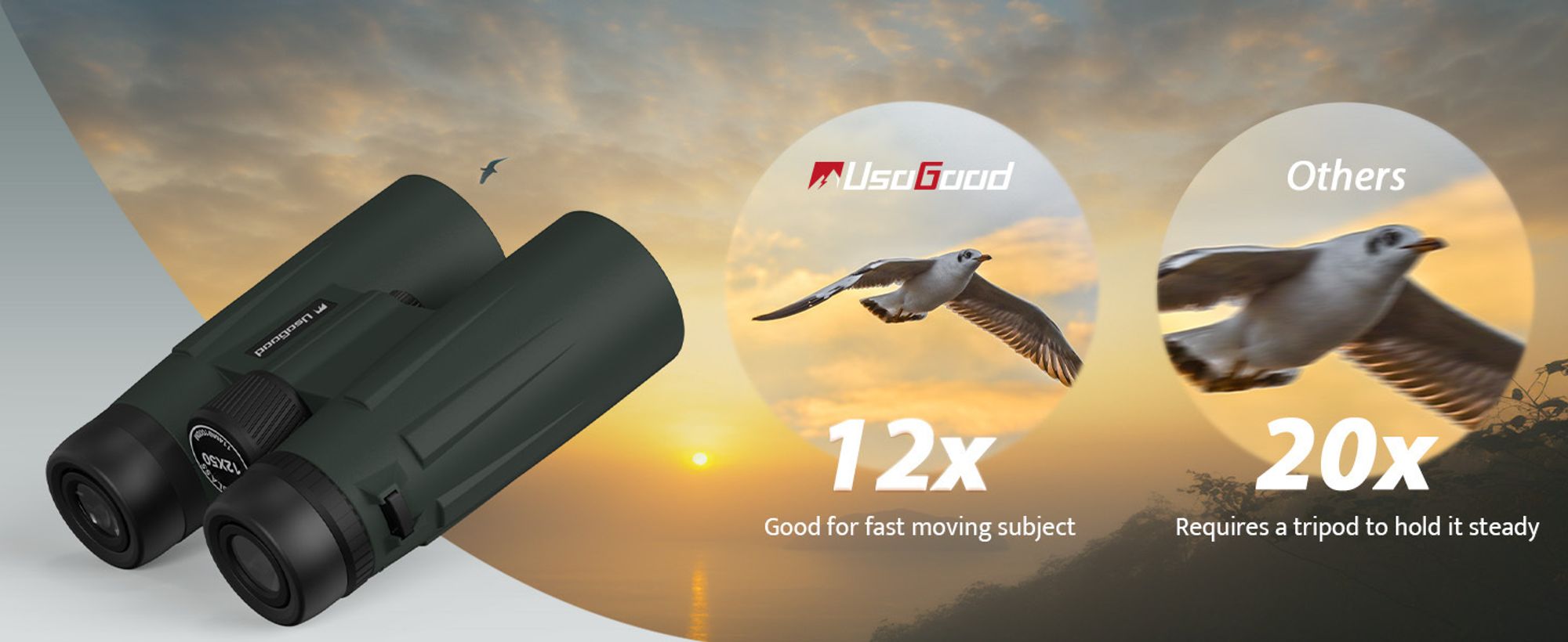 Das 12x50-Fernglas eignet sich besser zum Mitnehmen und zum Aufnehmen klarer Bilder jederzeit.