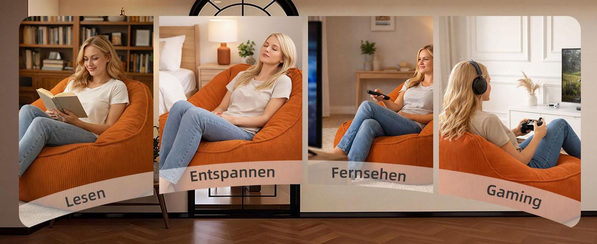 Giant Bean Bag Sitzsack für Erwachsene mit Schaumstofffüllung, rund