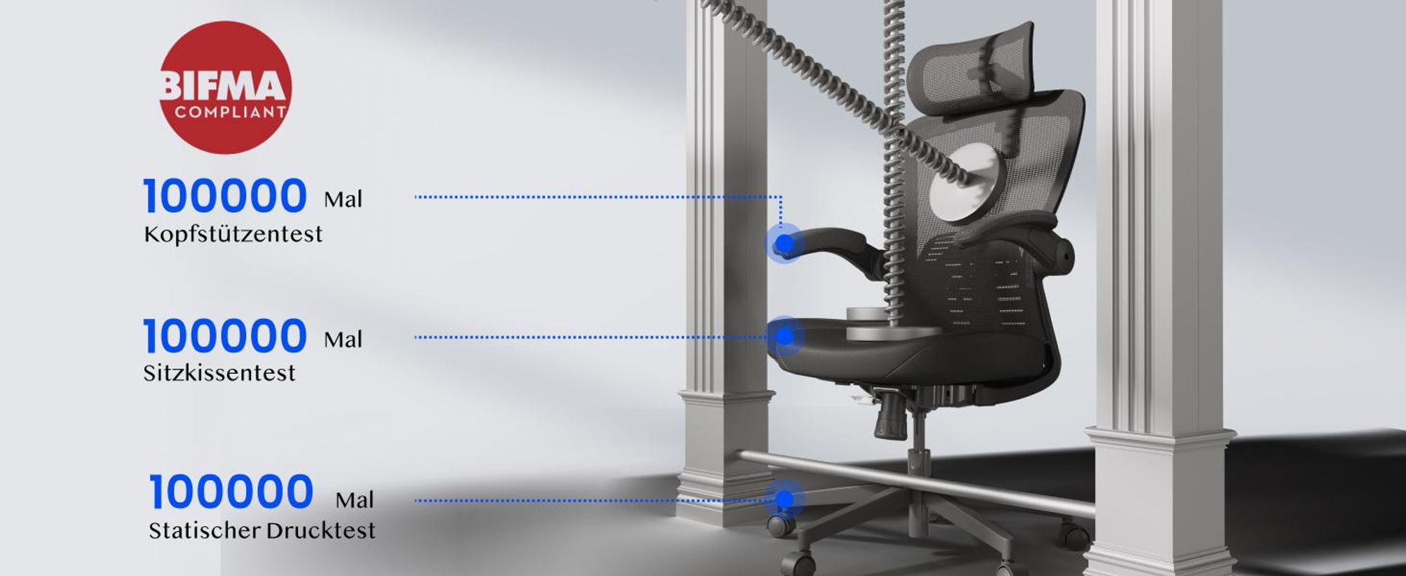FLEXISPOT Ergonomischer Bürostuhl, 3D-Kopfstütze, verstellbare Rückenlehne, klappbare Armlehnen, Mesh-Sitz, 135° Neigung, 150 kg Belastbarkeit Schwarz
