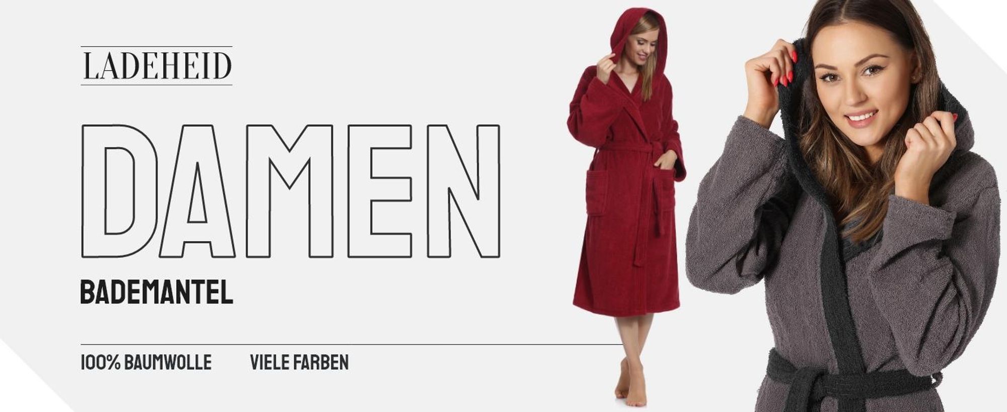 Ladeheid Damen Frottee Bademantel aus 100% Baumwolle LA40-193 (Weinrot-27 (Gramatur 400), XL)