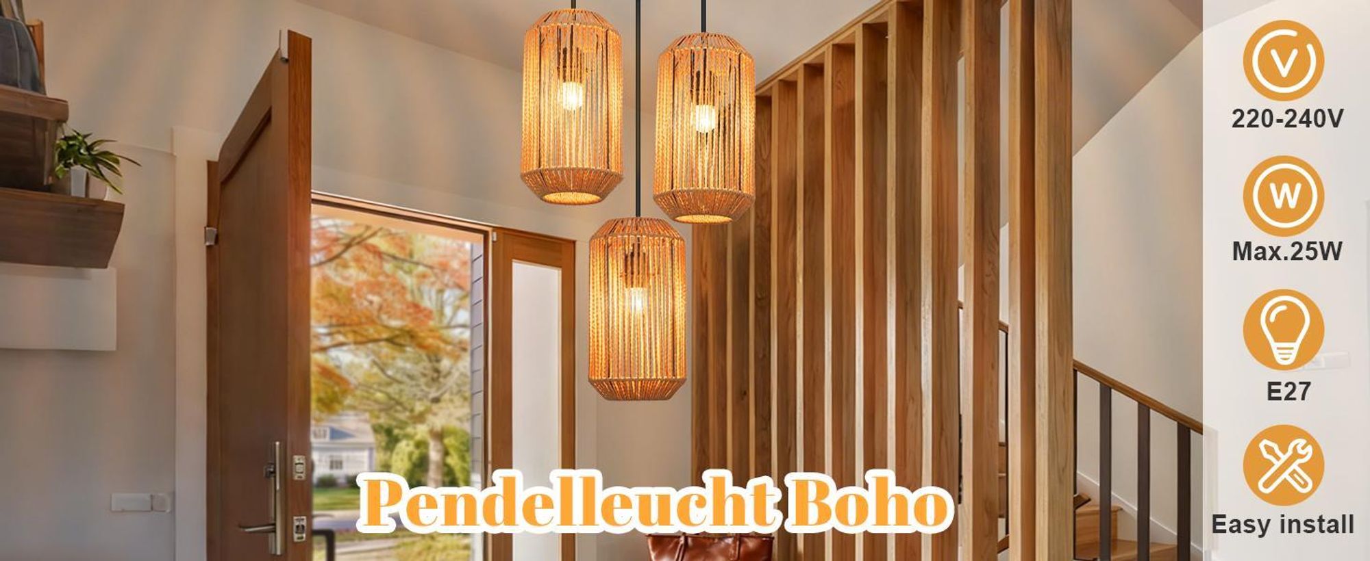 ZMH lampa wisząca boho lampa wisząca rattanowa lampa wisząca lampa wisząca z regulacją wysokości lampa wisząca jadalnia 3 płomienie lampa do salonu z gniazdem E27