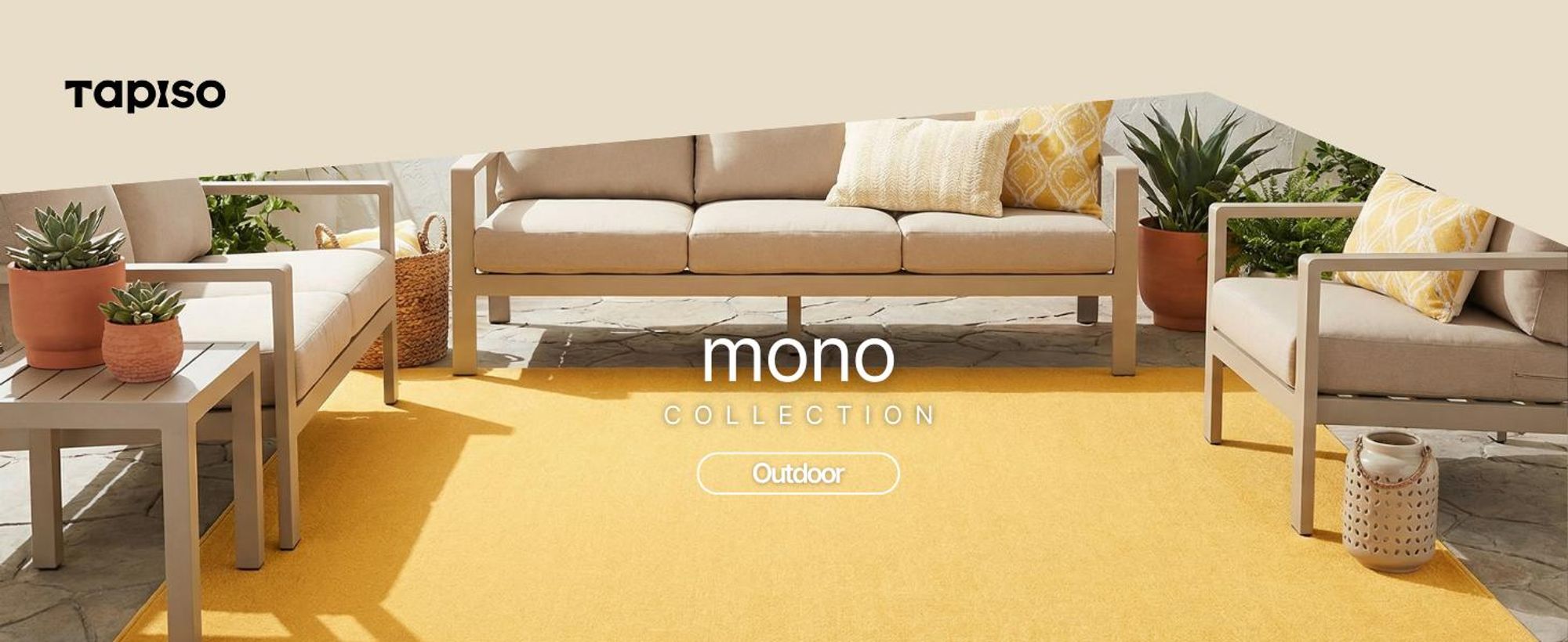 Tapiso Outdoor Teppich MONO Modern Beige Indoor/Outdoor  180 x 250 cm