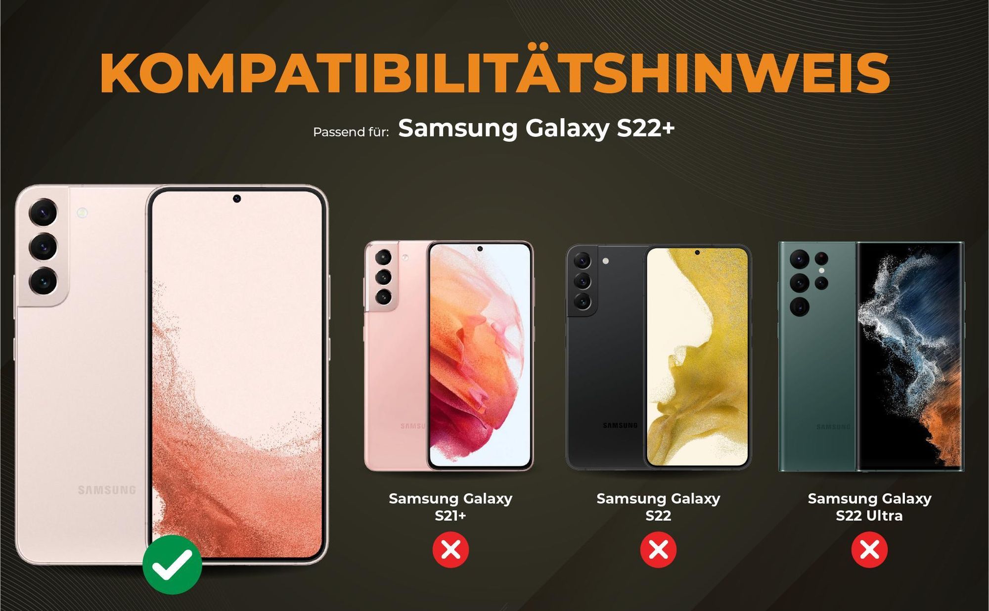 Kompatibilitätshinweise Hülle für Samsung Galaxy S22+