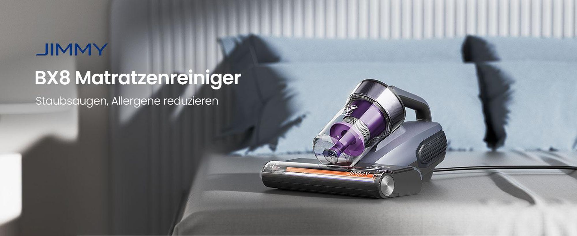 JIMMY BX8 Matratzenstaubsauger: 600W, 15kPa, UV-C, Ultraschall, Staubsensor & Anti-Tangle Walze