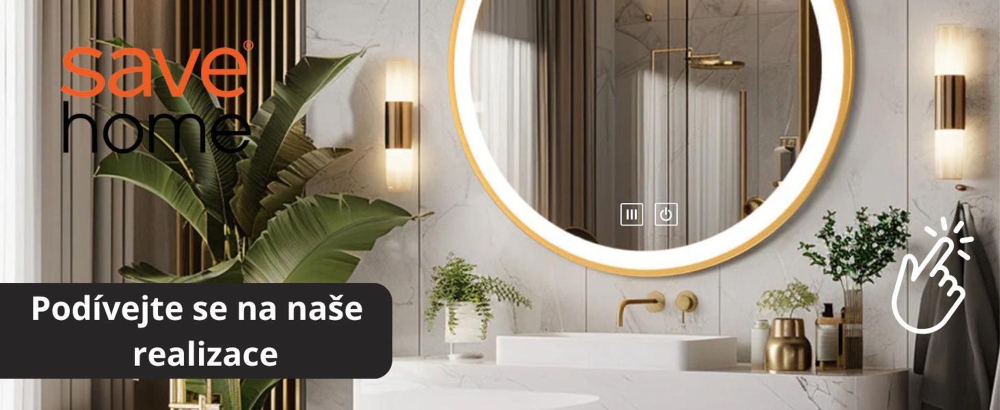 SAVE ®HOME LED kulaté koupelnové zrcadlo - 60 cm - ILUMINOVANÉ - ZLATÝ RÁM - 3 BARVY SVĚTLA - STMÍVATELNÉ - BEZ PARAMETRU - DOTYK - ZRCADLO NA STĚNU