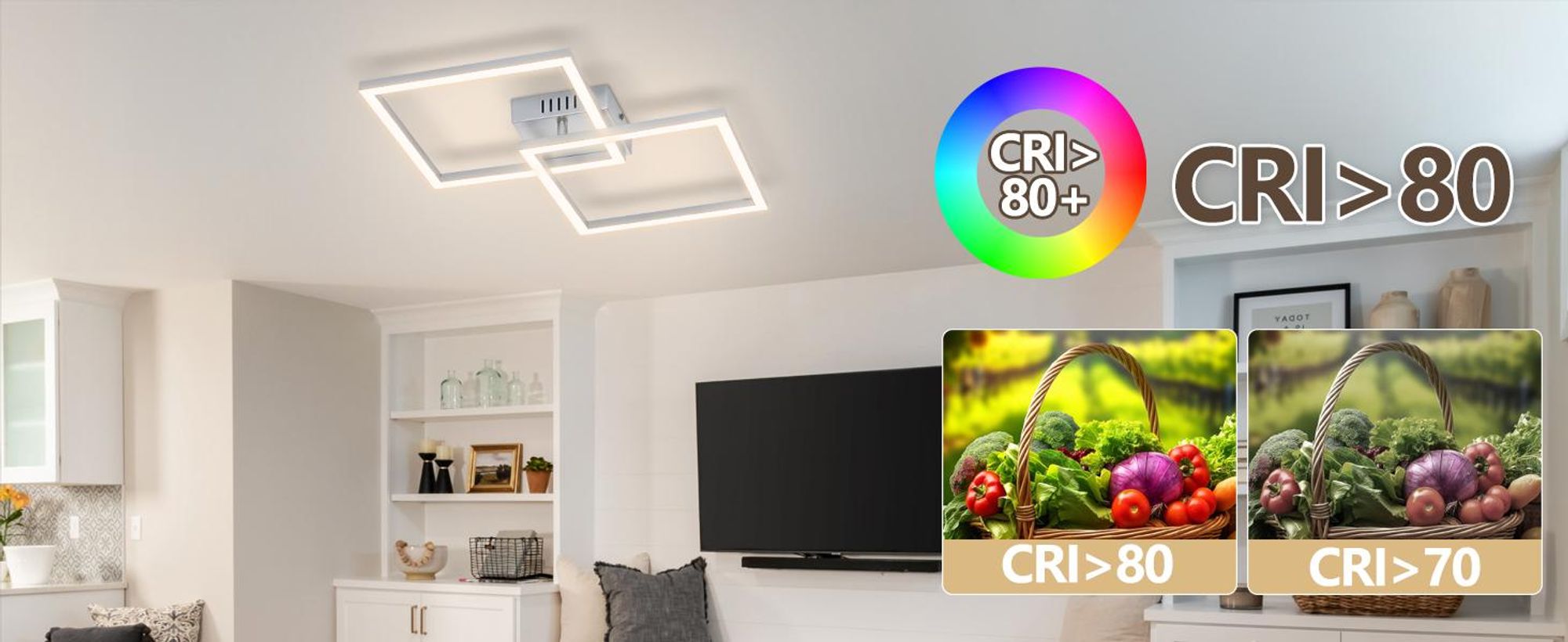 ZMH Deckenleuchten LED Deckenlampe Schlafzimmer 24W Silber Schlafzimmerlampe 4000K Neutralweiß Flurlampe Wohnzimmerlampe Eckig Deckenleuchte für Küche
