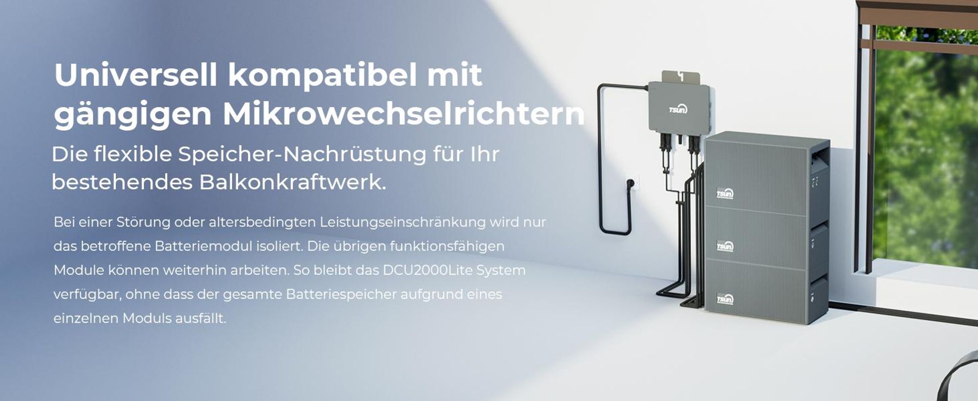 TSUN SolarCan DCU2000Lite Balkonkraftwerk Speicher, 314-Ah-Industriezellen, Maximaler PV-Eingang 2400 W, Bis zu 4 PV-Eingänge,  Duales MPPT, 0% VAT