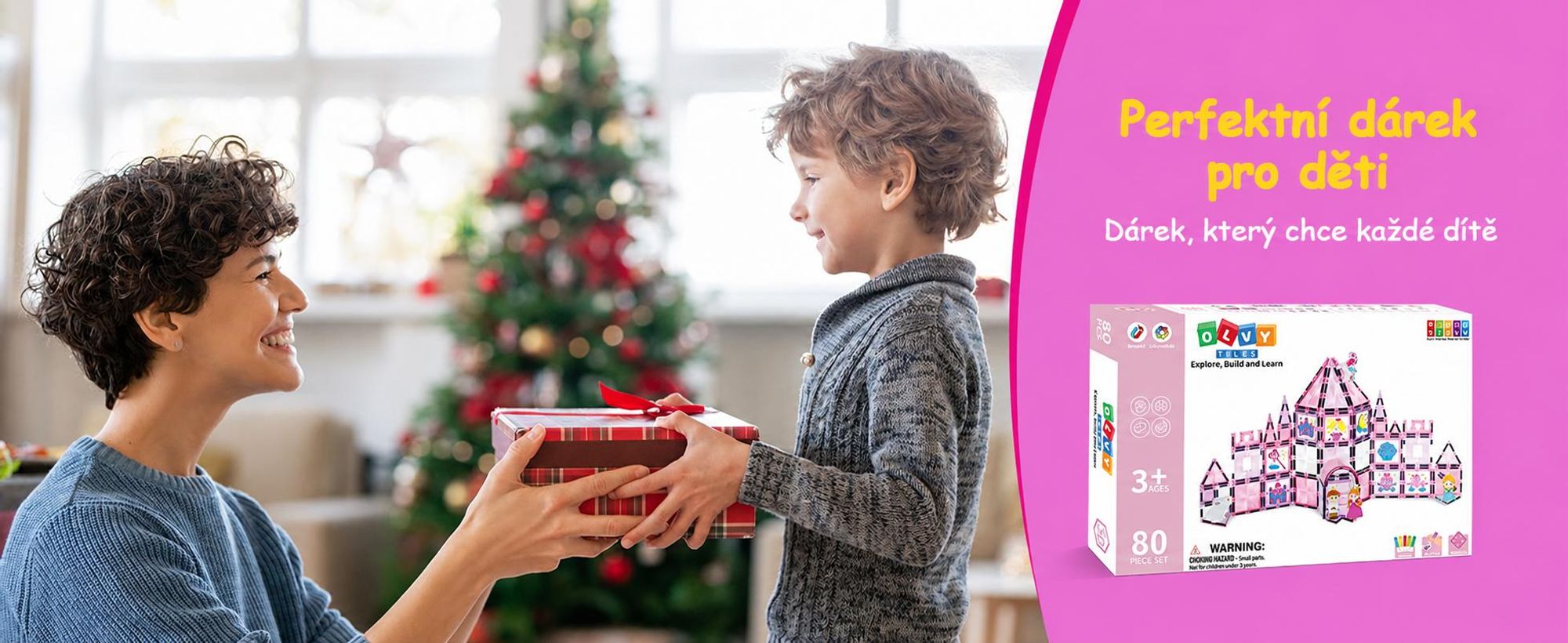 Olvy Magnetické stavební kostky Montessori hračky 80 ks -Magnetické kostky pro děti -Magnetické stavební kostky - Magnetická stavební hračka, Magna, Princezna