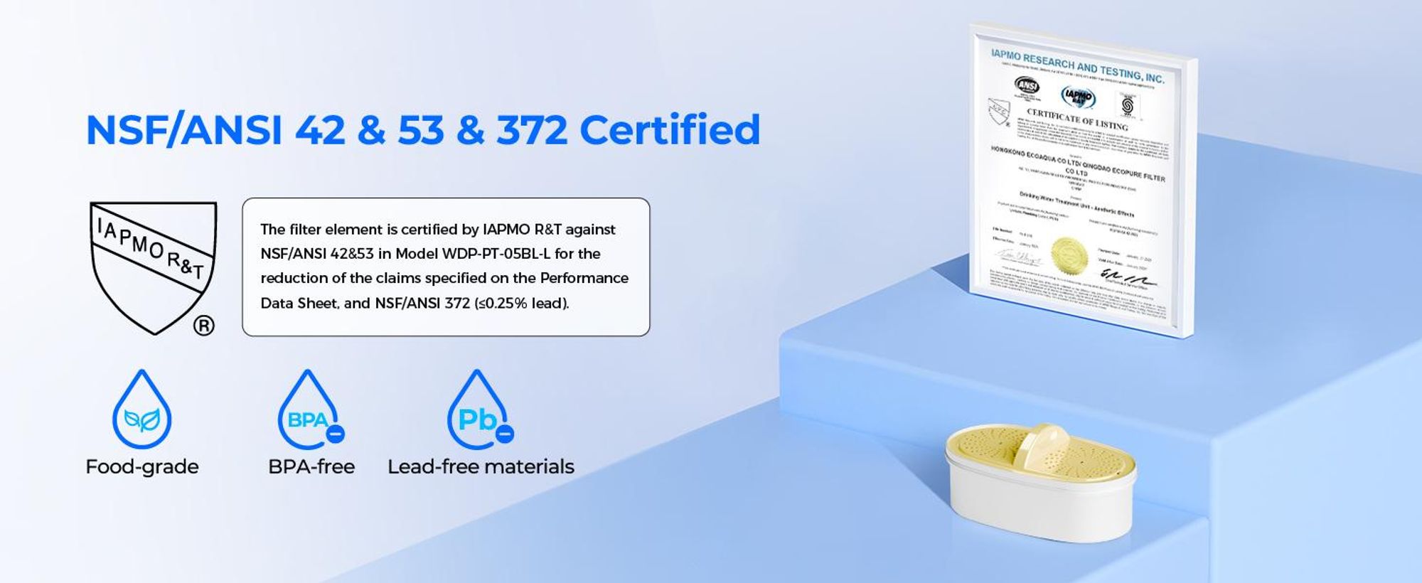 Waterdrop Wasserfilterkartuschen, WD-PF01A-P Upgrade NSF 53 & 42 & 372 e Ersatzfilter für Waterdrop Krüge und Spender