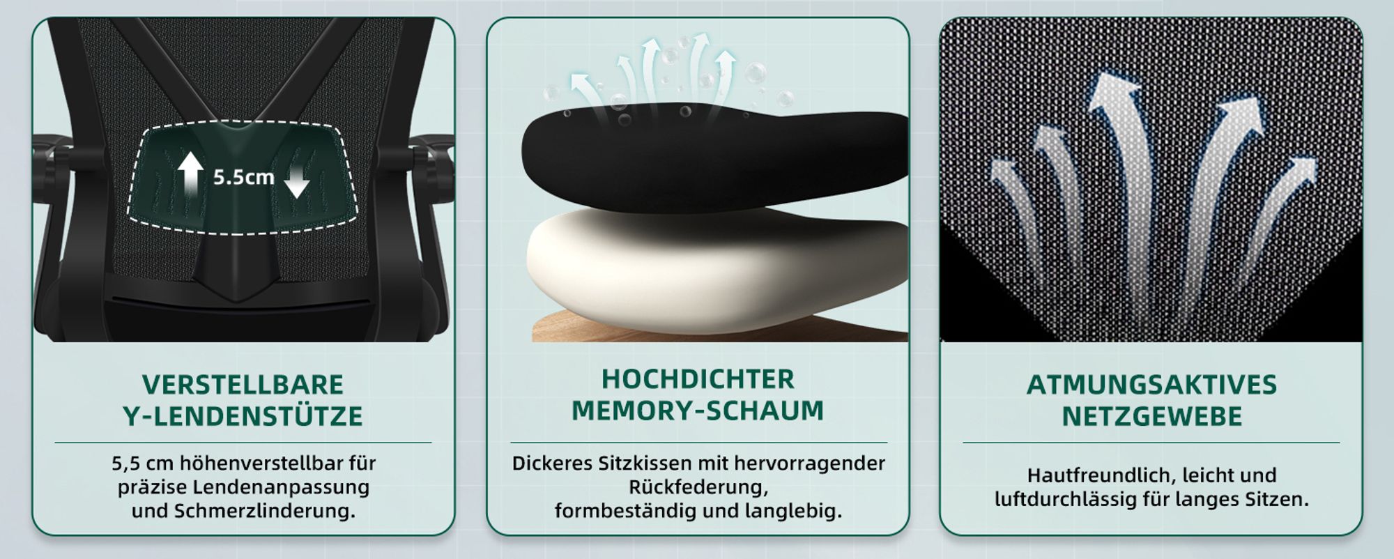 Aiibot Bürostuhl,Bürostuhl Ergonomischer mit klappbaren Armlehnen Schreibtischstuhl Armlehnen Höhenverstellbarer Drehstuhl Chefsessel bürostuhl 150 kg