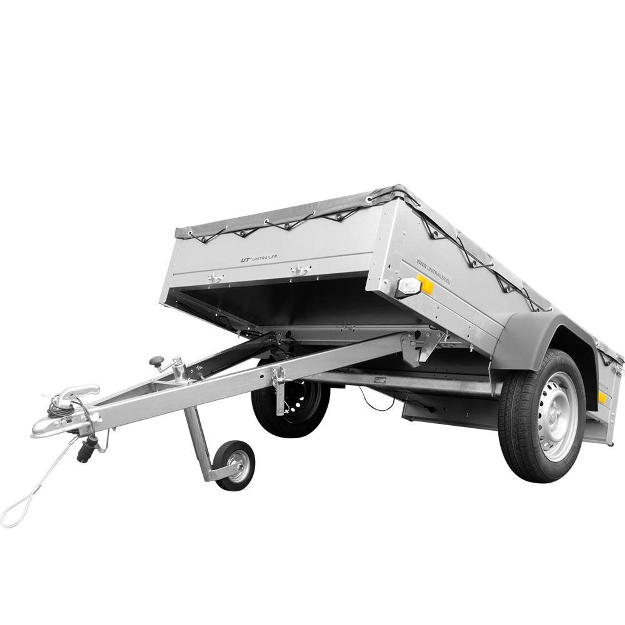 Anhänger für Pkws Garden Trailer 201 KIPP 200x125 cm 750 kg [mit Flachplane, Stützrad und Flachplaneträger]