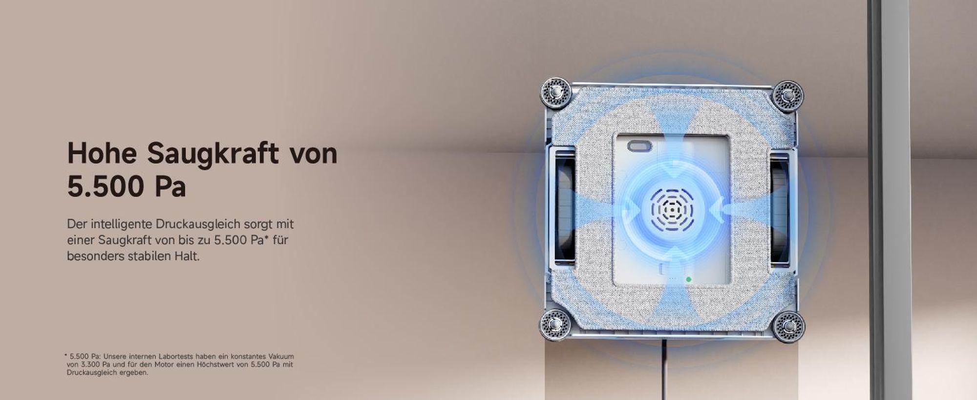 Dreame C1 Station Fensterputzroboter,5500Pa Saugkraft,Stabil und sicher,Nass-und Trockenreinigung,Dual-Spray,CornerClean,Intelligente Navigation,Creme