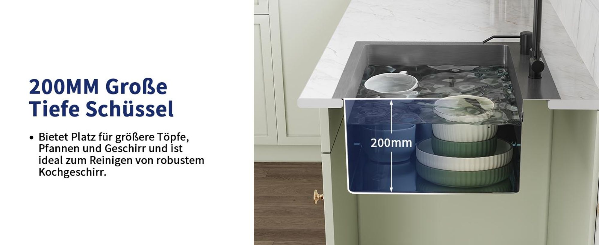 Spülbecken Schwarz 55×45 cm – Edelstahl Küchenspüle mit Pop-Up Abfluss, Armatur Set & komplettem Zubehör, Einbauspüle für Unterschränke ab 60 cm