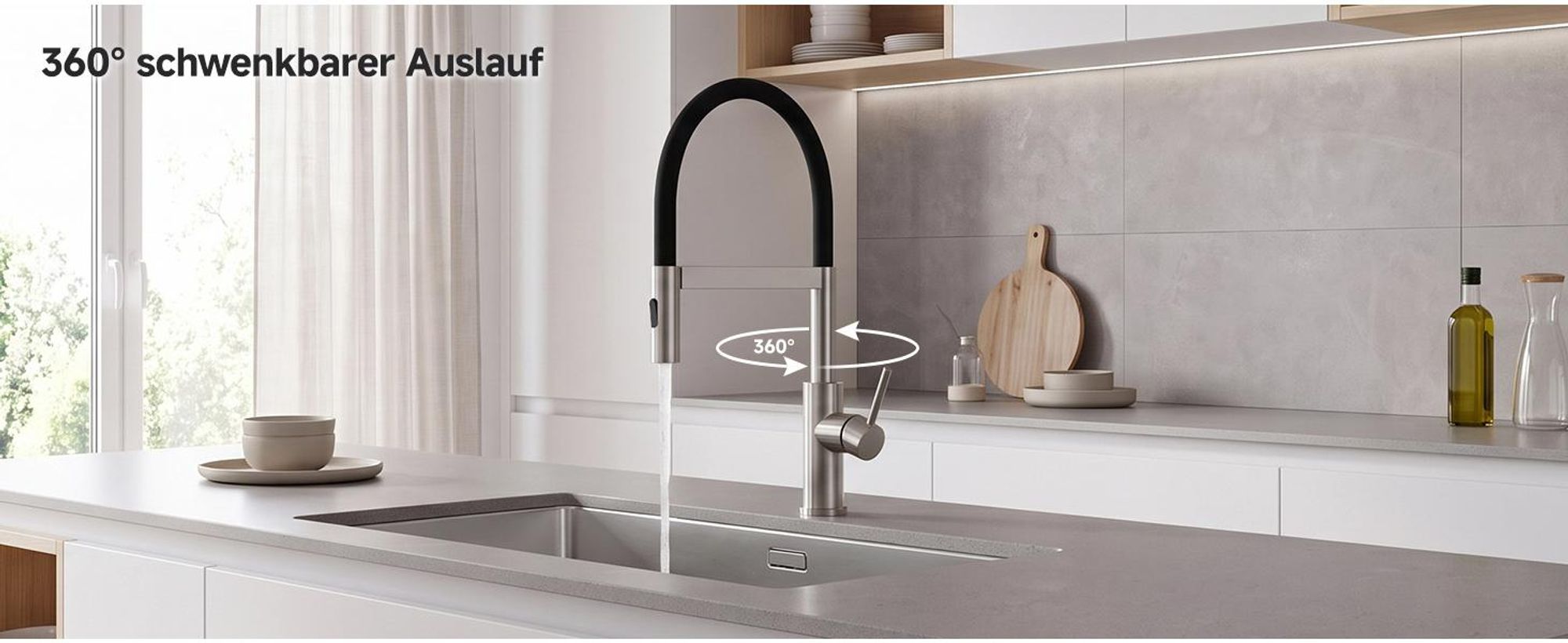 Küchenarmatur Magnetisch Edelstahl Gebürstet, Spültischarmatur mit Schlauch Flexibel, 2 Strahlarten Wasserhahn Küche Cecipa Mischbatterie