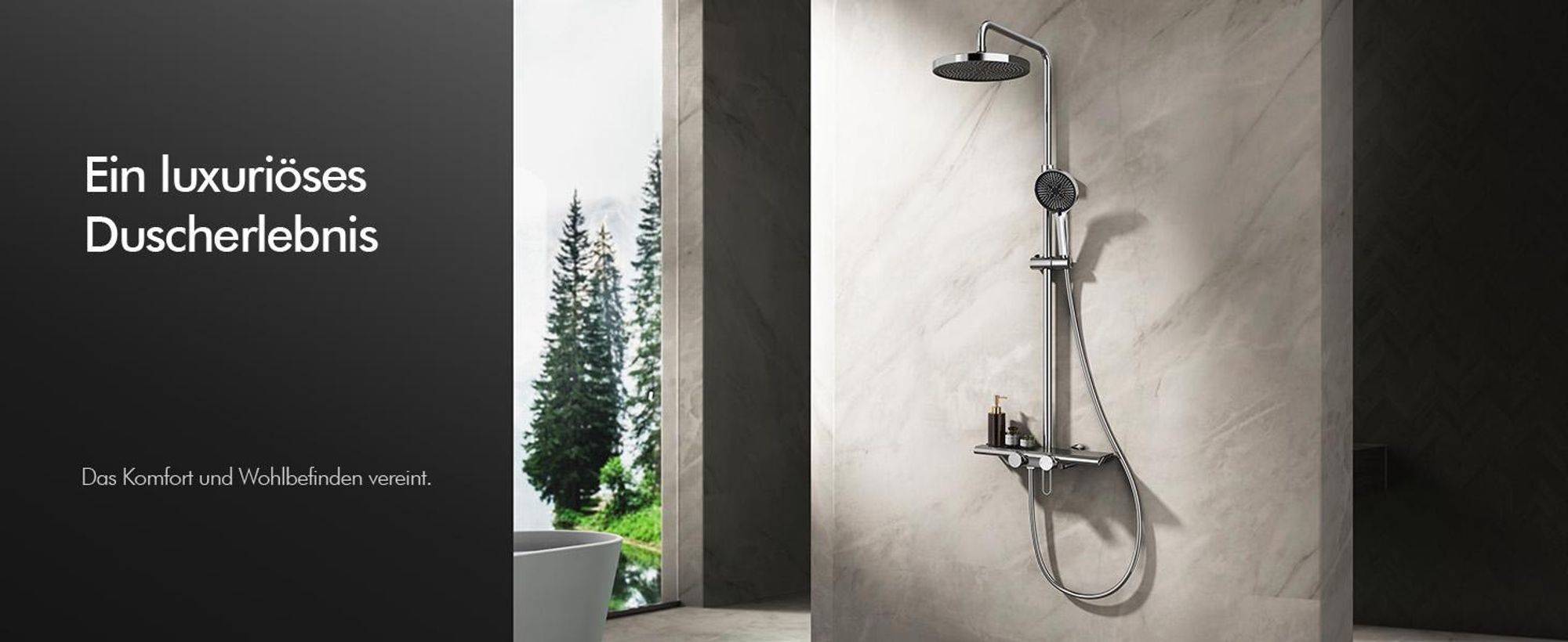 Homelody Duschsystem Chrom mit 400MM*110MM Große Lagerplattform