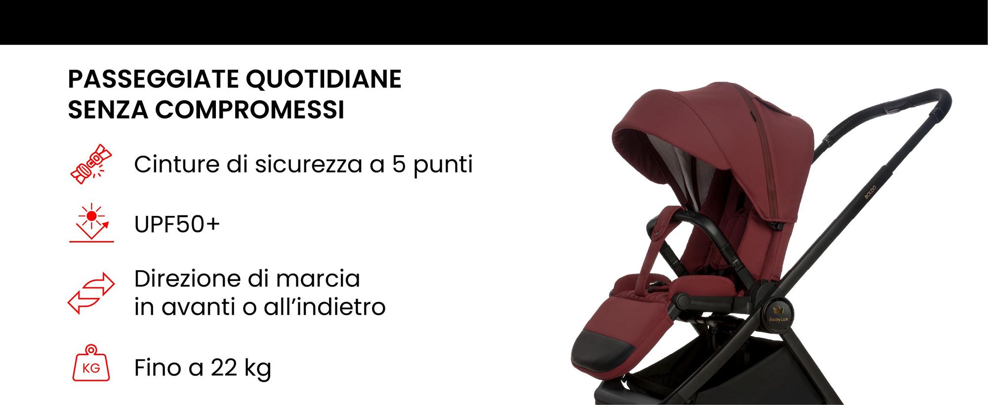 BabyLux® Passeggino 4in1 Set BOLDO, Pieghevole e Leggero, Set di Passeggini Combinati incl. Navicella, Passeggino da Viaggio, Seggiolino, Base Auto