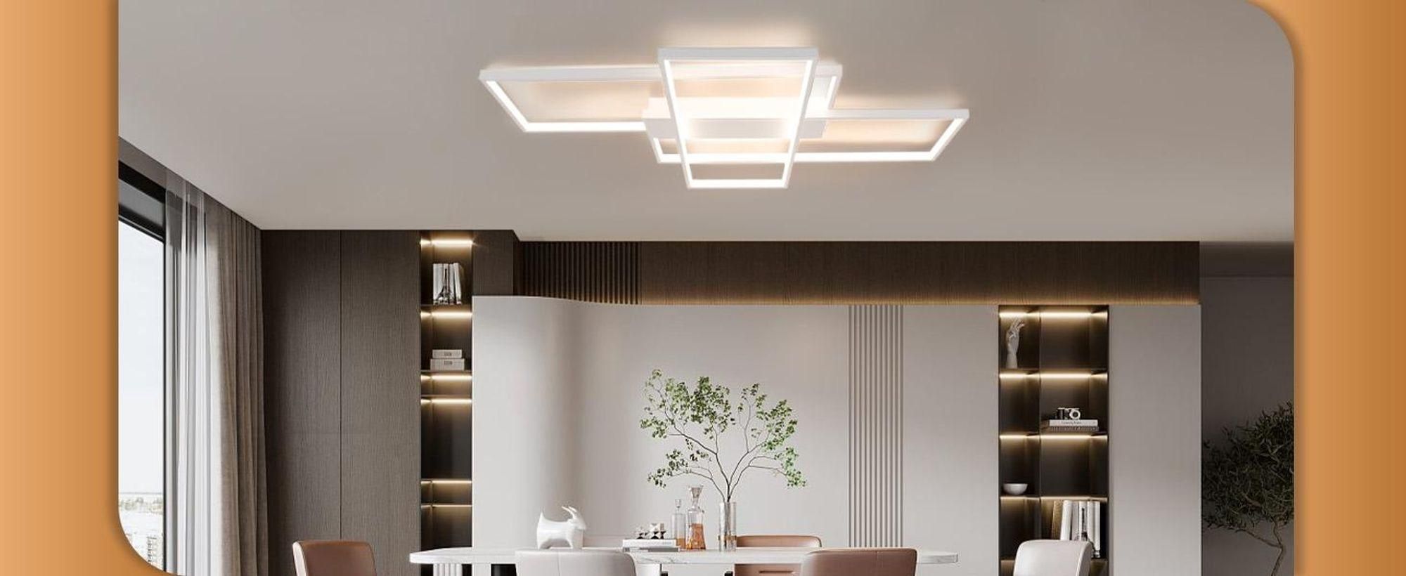 ZMH Lampa sufitowa LED Nowoczesna lampa sufitowa Duża biała lampa do salonu Ściemnialna z pilotem Geometryczna lampa do sypialni 88W Oświetlenie sufitowe