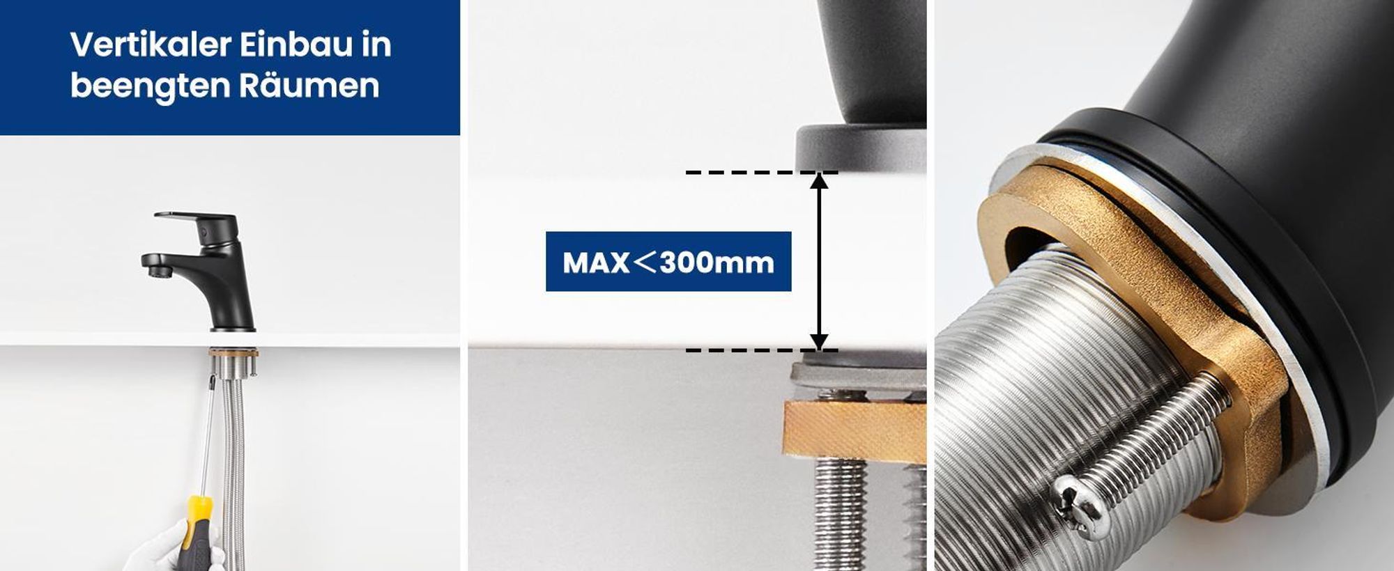Cecipa MAX Wasserhahn Bad schwarz, Badarmatur Einhebelmischer mit Push-Open Ablaufgarnitur, Waschbecken Armatur, NEOPERL, für kleine Bäder