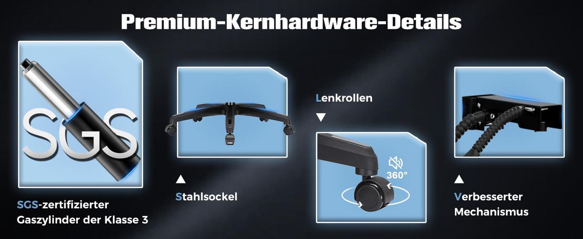 GTPLAYER Gaming Stuhl Ergonomischer, PC Stuhl Atmungsaktiver Stoff, Groß und Hoch Drehbarer Schreibtischstuhl mit Fußstütze, Hellblau