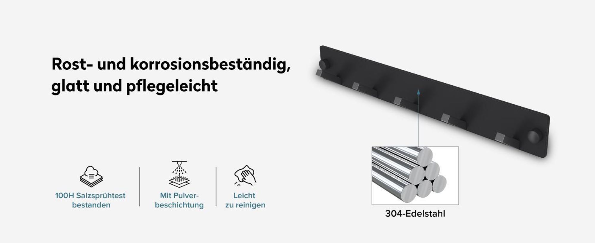 doporro Garderobenhaken Edelstahl, Kleiderhaken Wand mit 5 Haken, selbstklebend & ohne Bohren Matt Weiß für Jacken, Handtücher Stalo-05