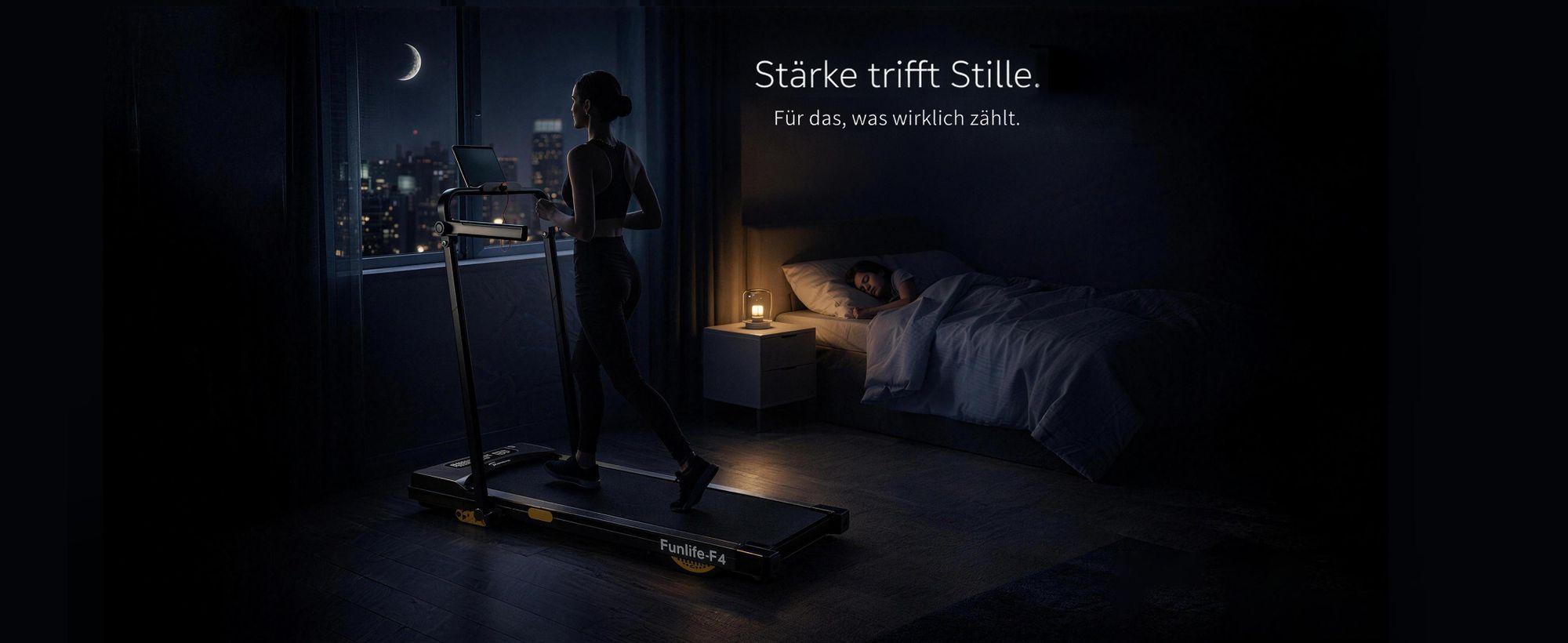 Leises FunLife F4 Laufband für Training am Abend in der Wohnung