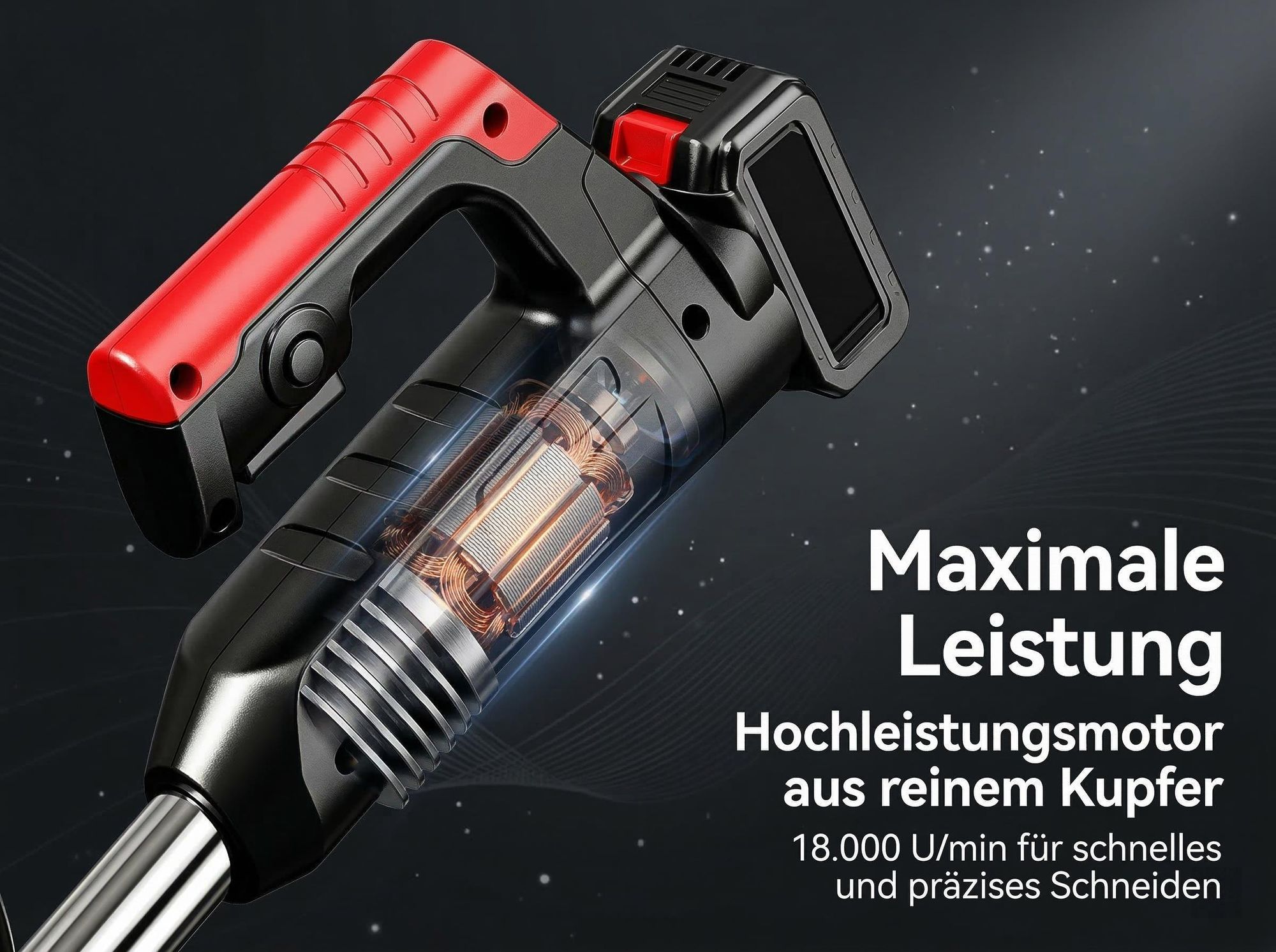 Akku-Rasentrimmer 21V mit 2 Batterie, Freischneider, Motorsense, mit Akku und Ladegerät, Teleskop-Stiel & Zusatzhandgriff
