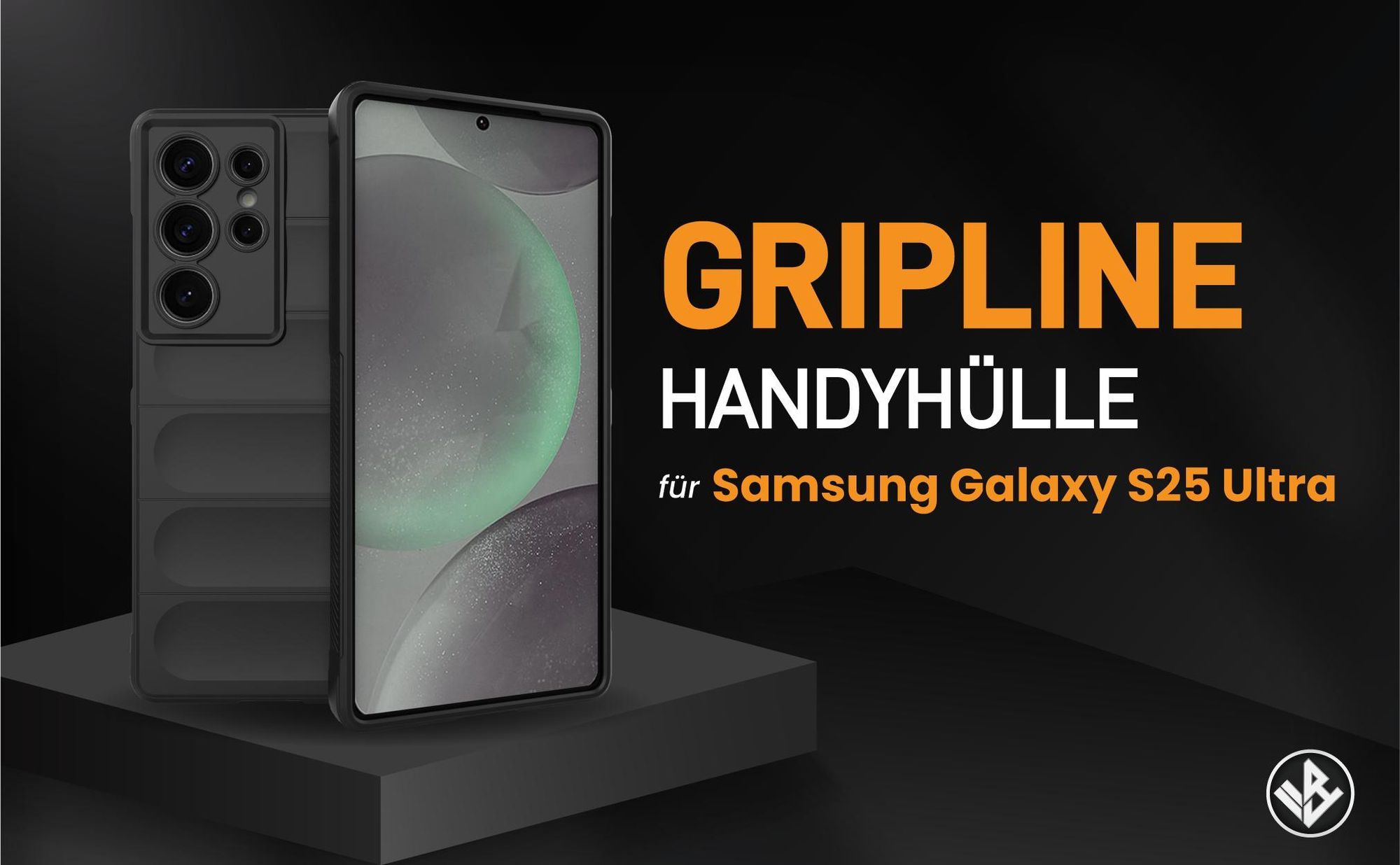 Schwarze ergonomische Grip Schutzhülle für das Samsung Galaxy S25 Ultra