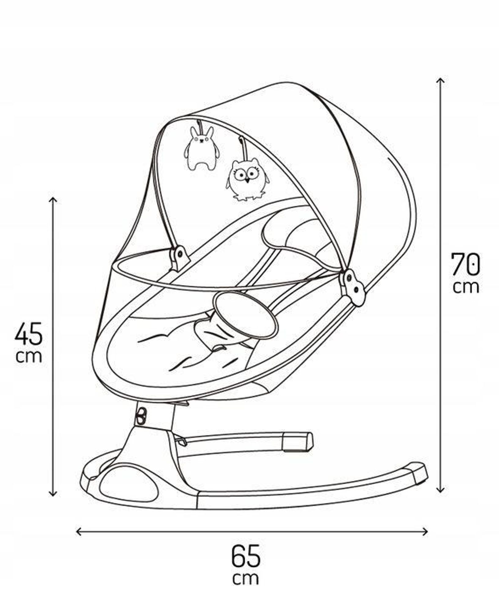 MoMi KENANI Babywippe - 5 Vibration, Musik Timing, Bluetoothfunktion - Dunkelgrau