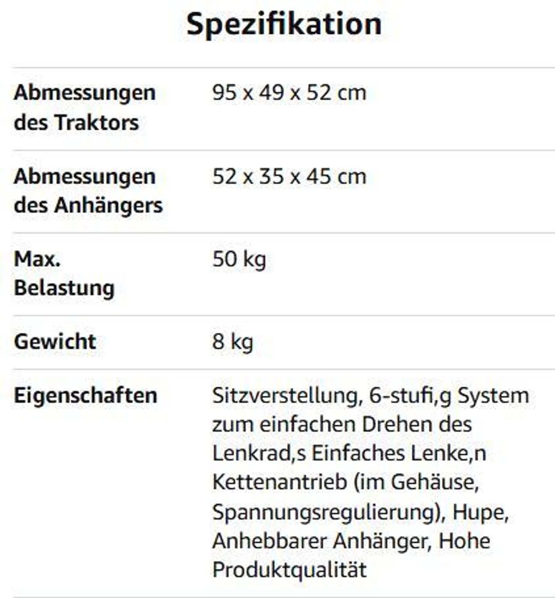 Pilsan Großer Traktor mit Anhänger XXL Tretfahrzeug verstellbarer Sitz belastbar Lenkrad mit Hupe bis 50 kg Kinder ab 3 Jahren Rot