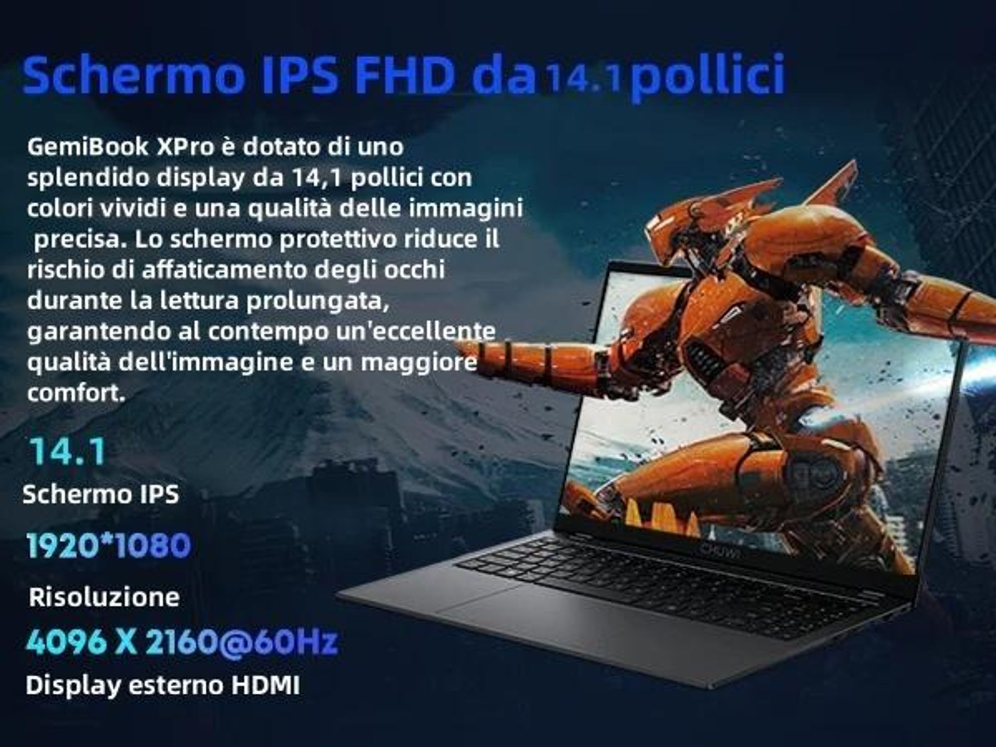Laptop CHUWI GemiBook XPro - Processore Intel N100 Display 14.1" Windows 11 8GB+256GB Batteria - Grigio