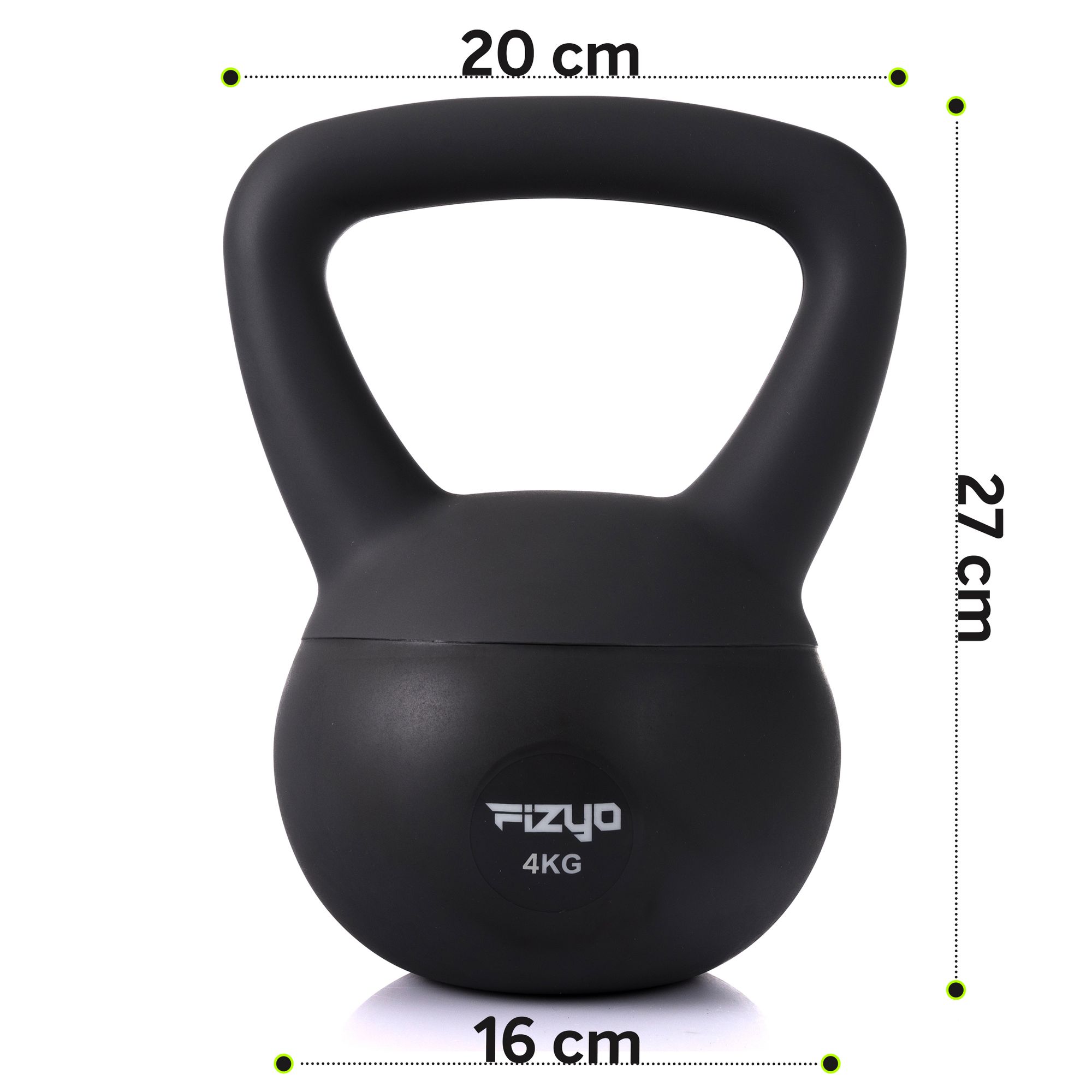 Produktfoto auf weißem Hintergrund weicher Kettlebell FIZYO Hantel Gewicht