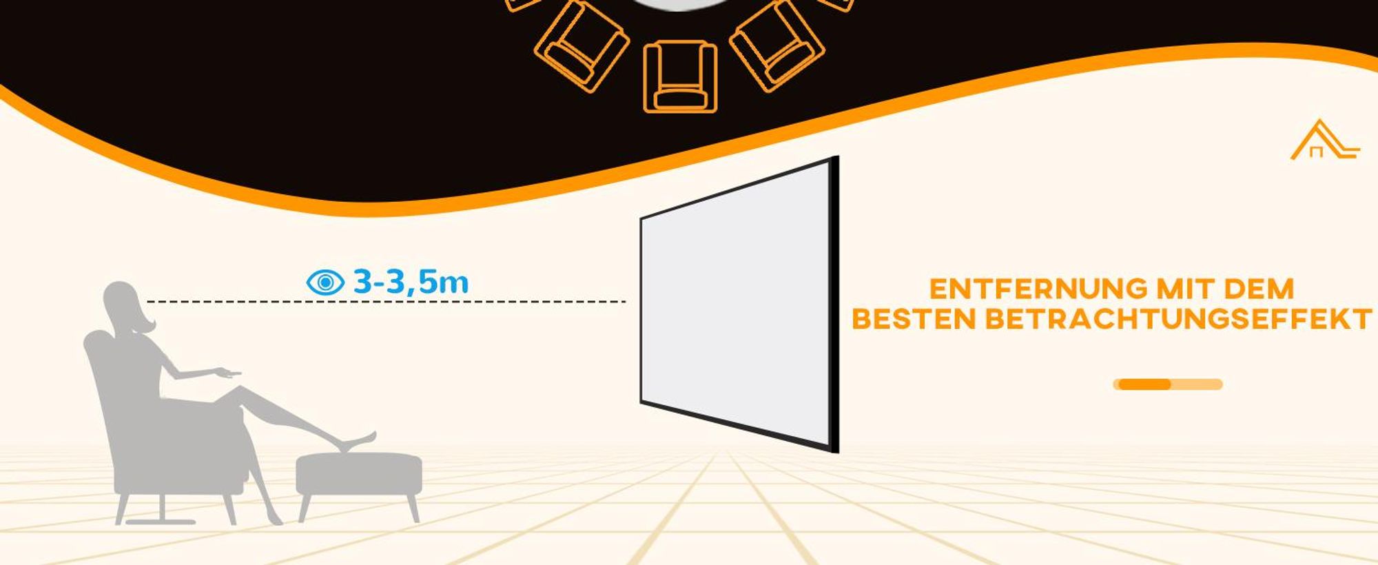 HOMCOM Beamer-Leinwand Elektrisch 266 x 149 cm 16:9 Projektionsleinwand, Metall