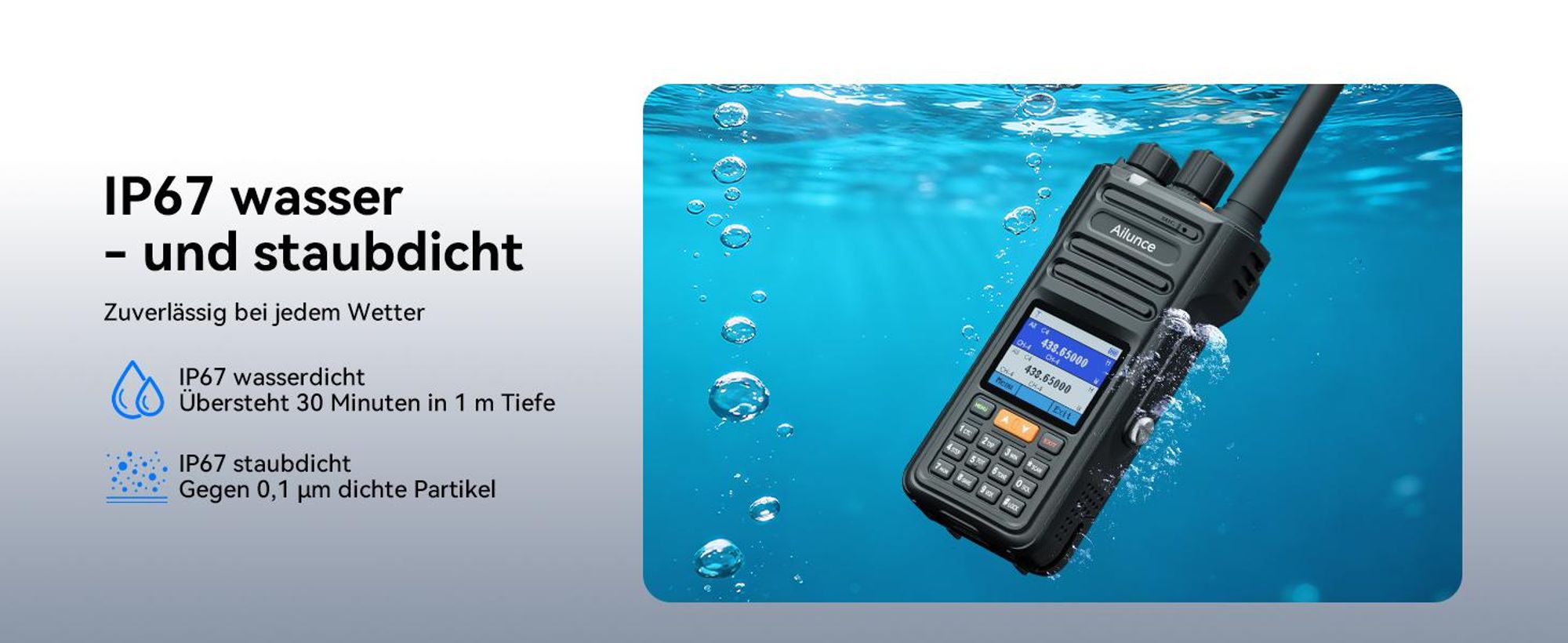 Retevis Ailunce HA2 Bluetooth Funkgerät, Amateurfunk, APP Steuerung, APRS/GPS, Schnellladung, IP67 Wasserdicht, 2800mAh, SOS, für Funkamateure