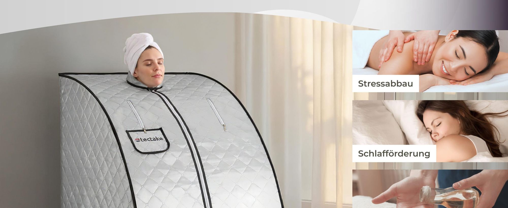 tectake® Mobile Dampfsauna ThermaLuxe II 2 Liter Dampfgenerator mit 1000 W inkl. Fernbedienung, Matte, Klappstuhl und Tragetasche