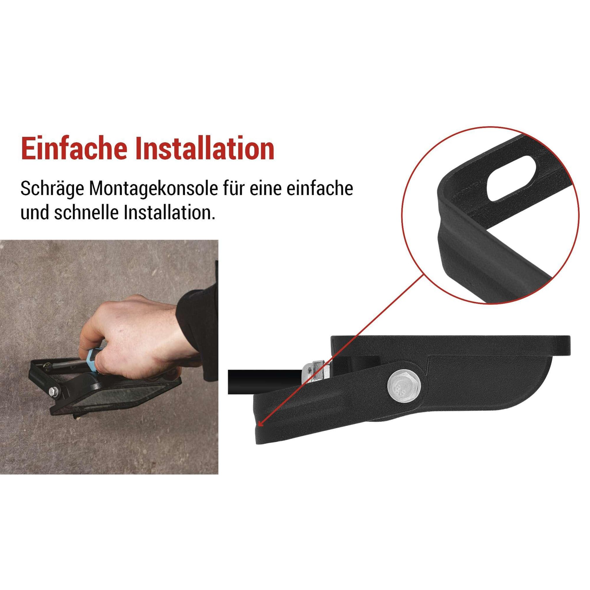 EMOS LED Aluminium-Strahler GLARO 10W, IP65 Wasserdicht für Feuchtraum/Außen, superhell 1000lm, Neutralweiß 4000K, 20cm Gummi-Kabel, schwarz, ZS2214B