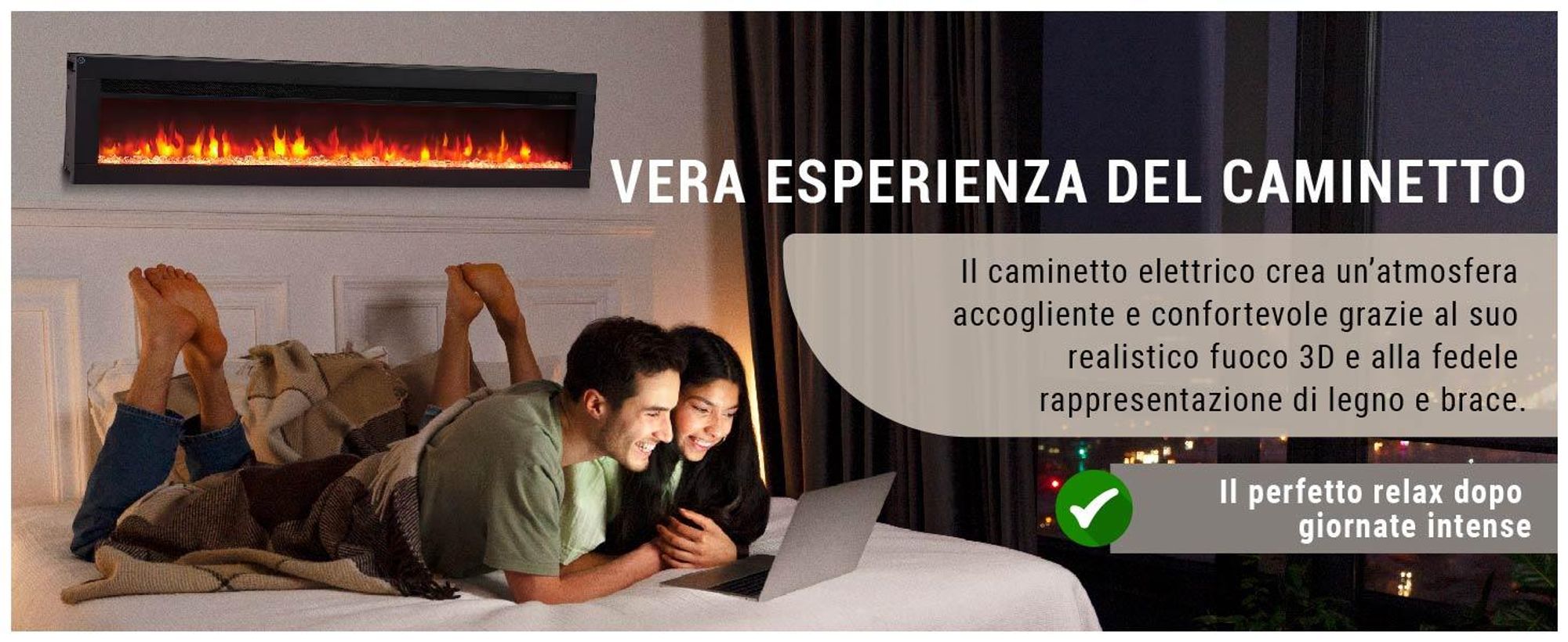 Camino elettrico BALDERIA Agnes 50 - Camino 3in1 da appoggio, da parete o da incasso