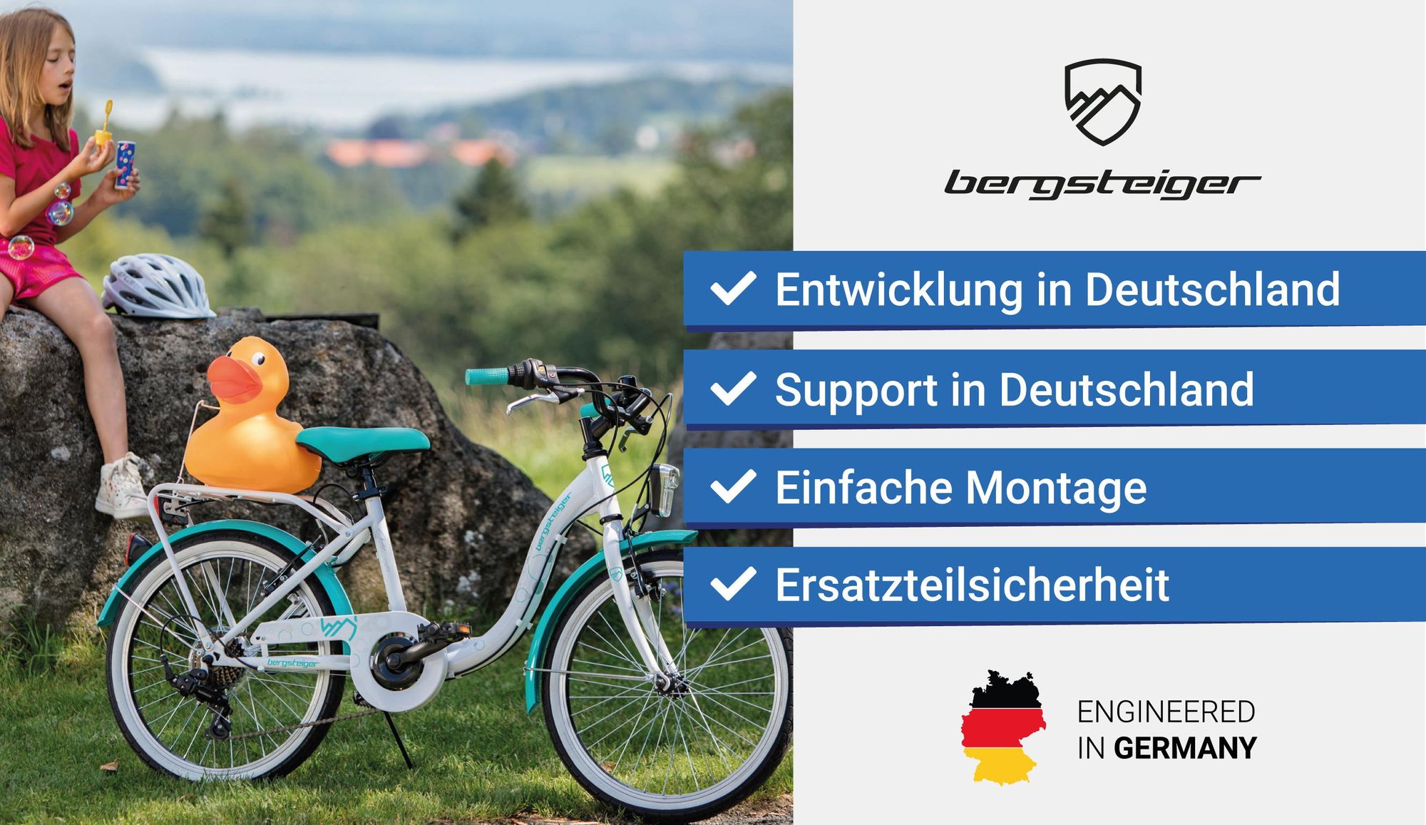 Bergsteiger Atlantis 24 Zoll Kinderfahrrad, geeignet für 8, 9, 10, 11 Jahre, StVZO, Shimano 6 Gang-Schaltung, Mädchen-Fahrrad mit Dynamo-Licht