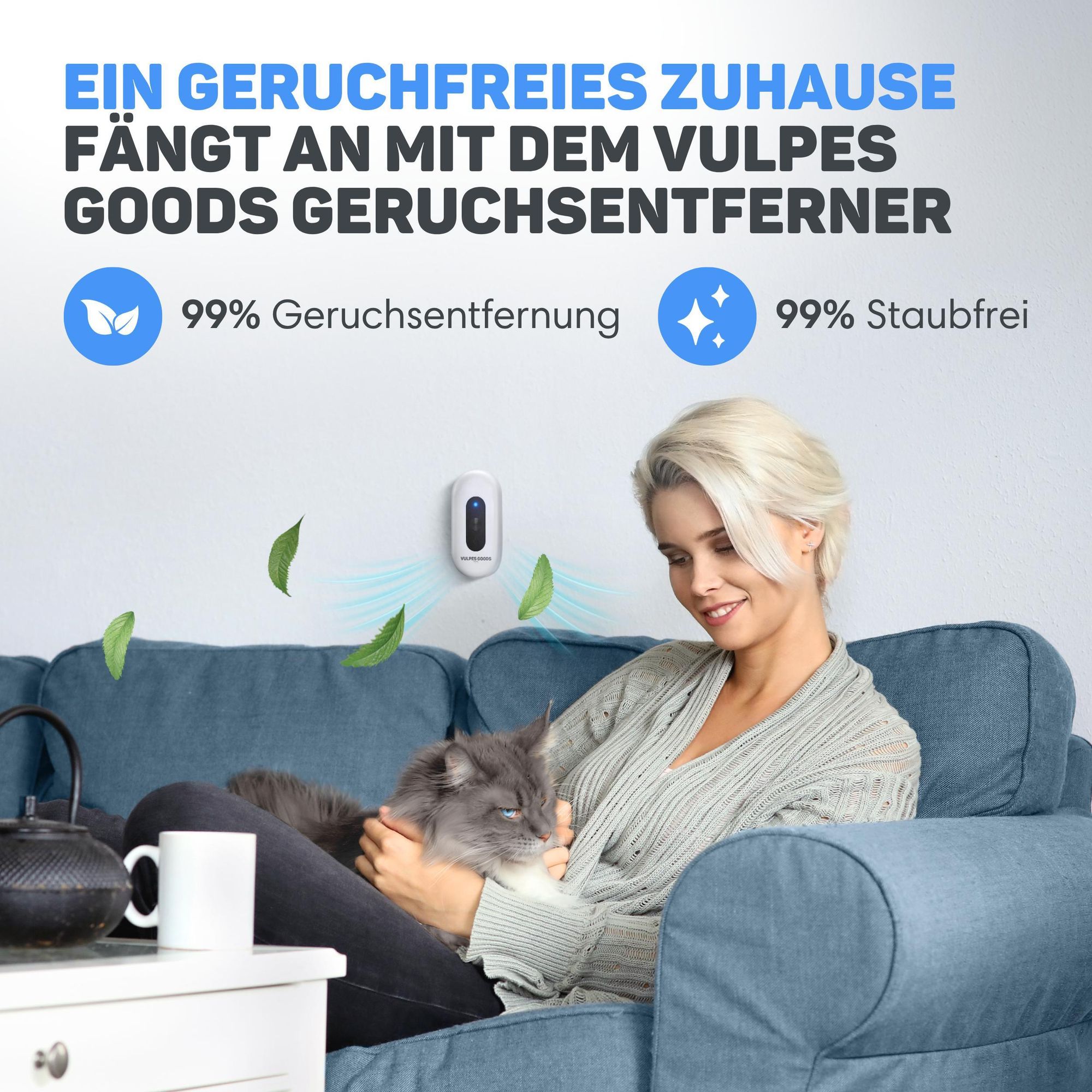 Vulpes Goods® atzentoilette Geruchsentferner, Katzenklo-Geruchsentferner, Air Eliminator, Aktiver Sauerstoff, Ozon & Ionen, Für alle Katzenstreu, Weiß
